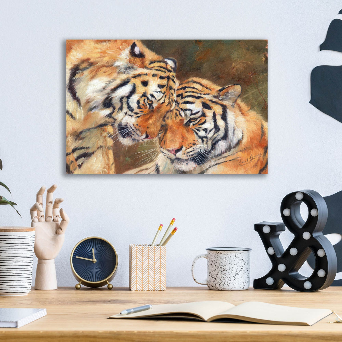 Epic Art 'Tiger Love2 by David Stribbling, Acrylic Glass Wall Art,16x12