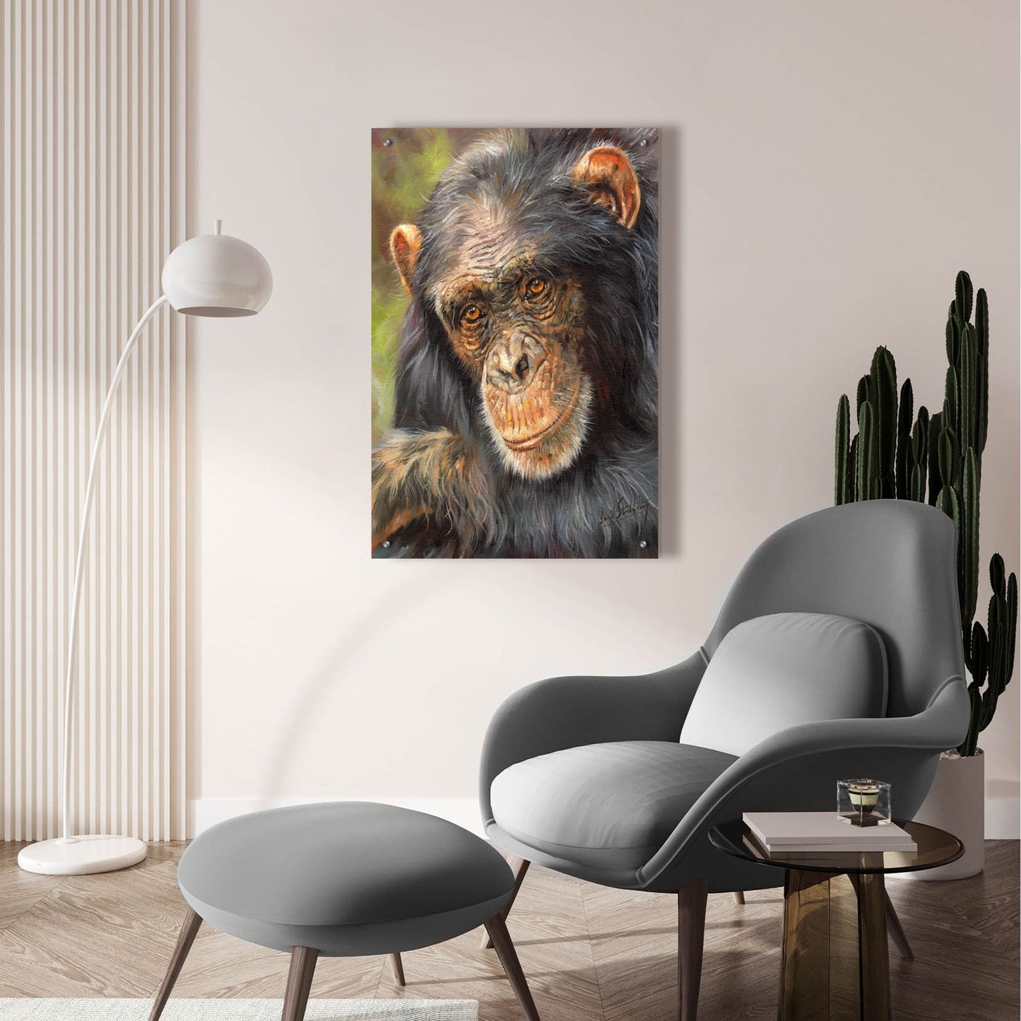 Epic Art 'Chimp The Thinker2 by David Stribbling, Acrylic Glass Wall Art,24x36