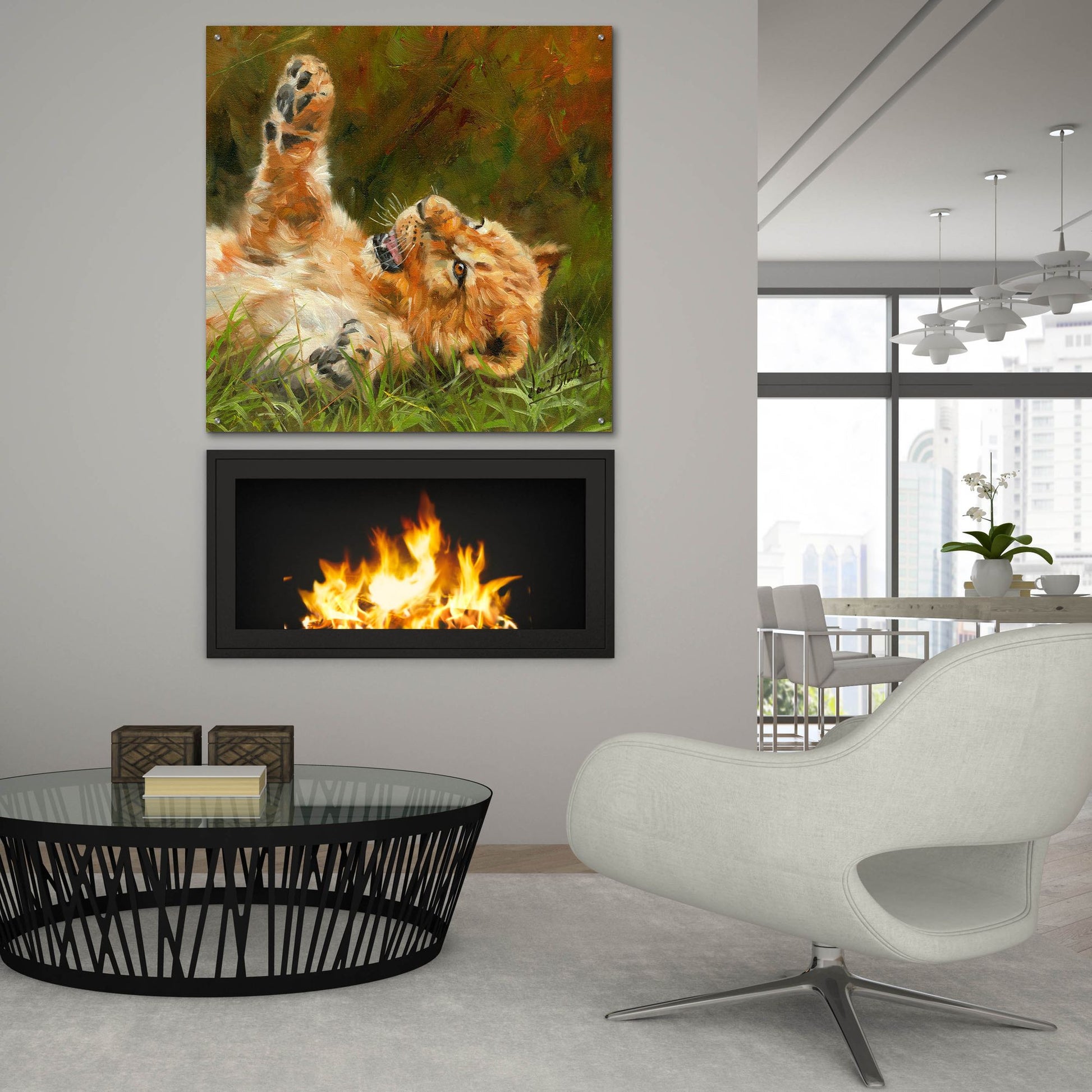 Epic Art 'Lion Cub 10122 by David Stribbling, Acrylic Glass Wall Art,36x36