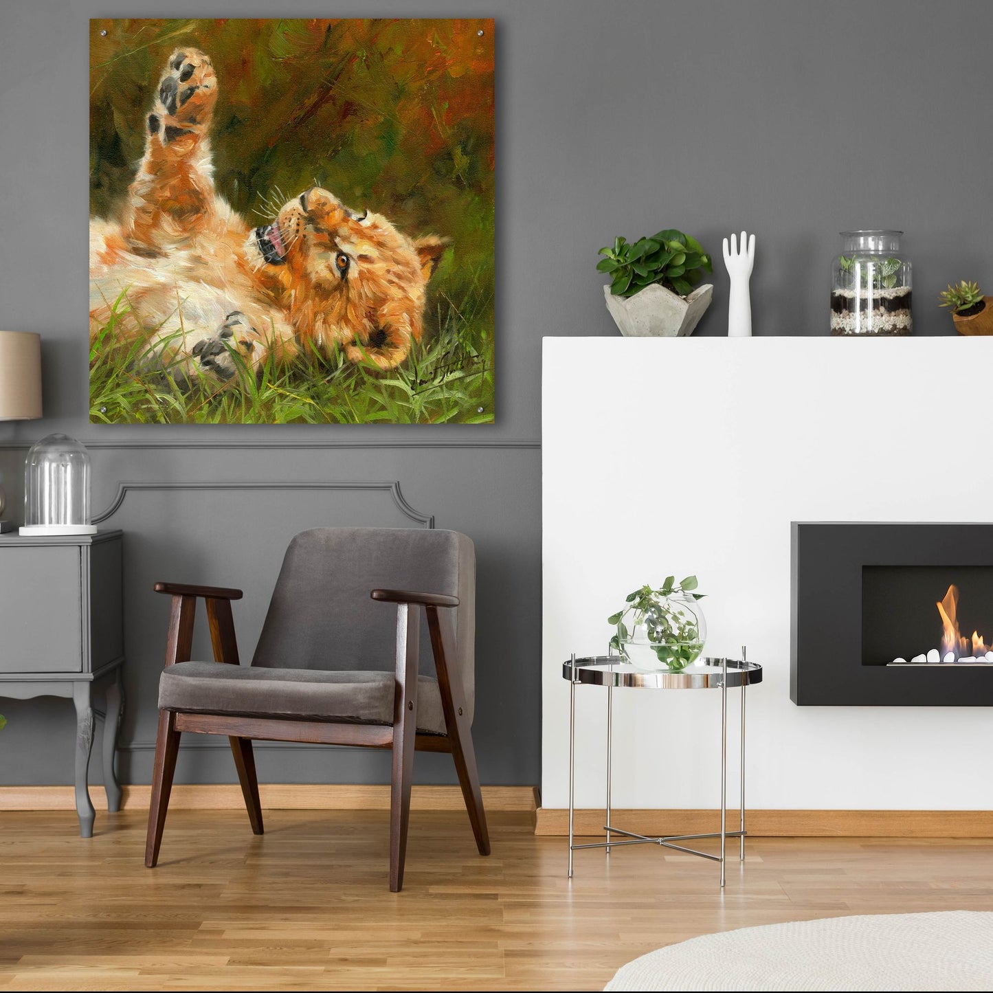 Epic Art 'Lion Cub 10122 by David Stribbling, Acrylic Glass Wall Art,36x36