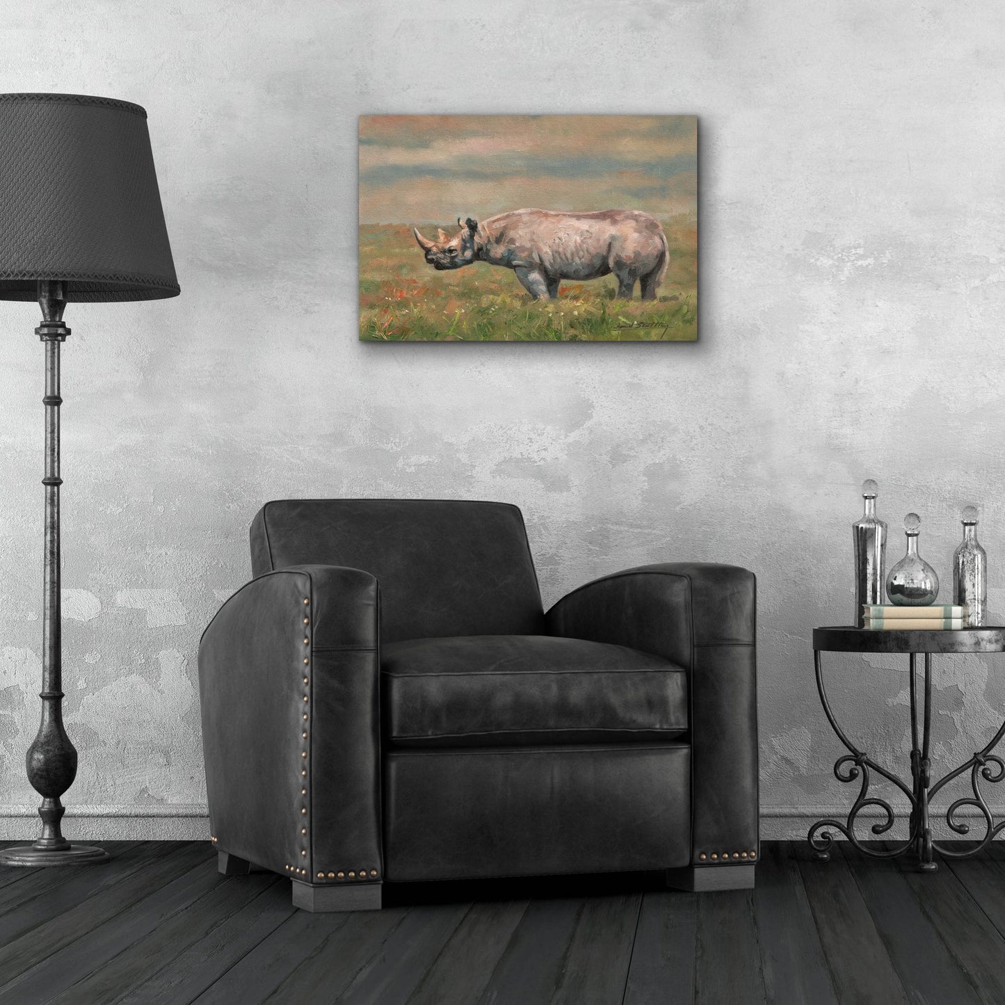 Epic Art 'Black Rhino2 by David Stribbling, Acrylic Glass Wall Art,24x16