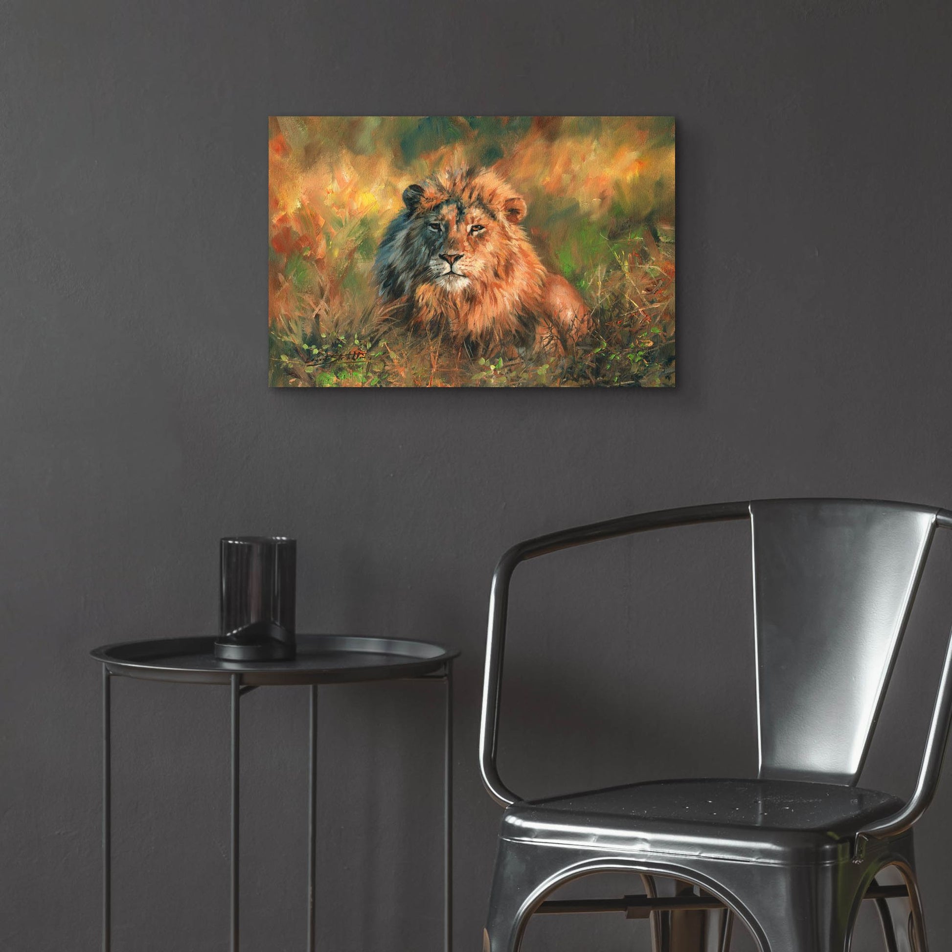 Epic Art 'Lion At Sunset2 by David Stribbling, Acrylic Glass Wall Art,24x16