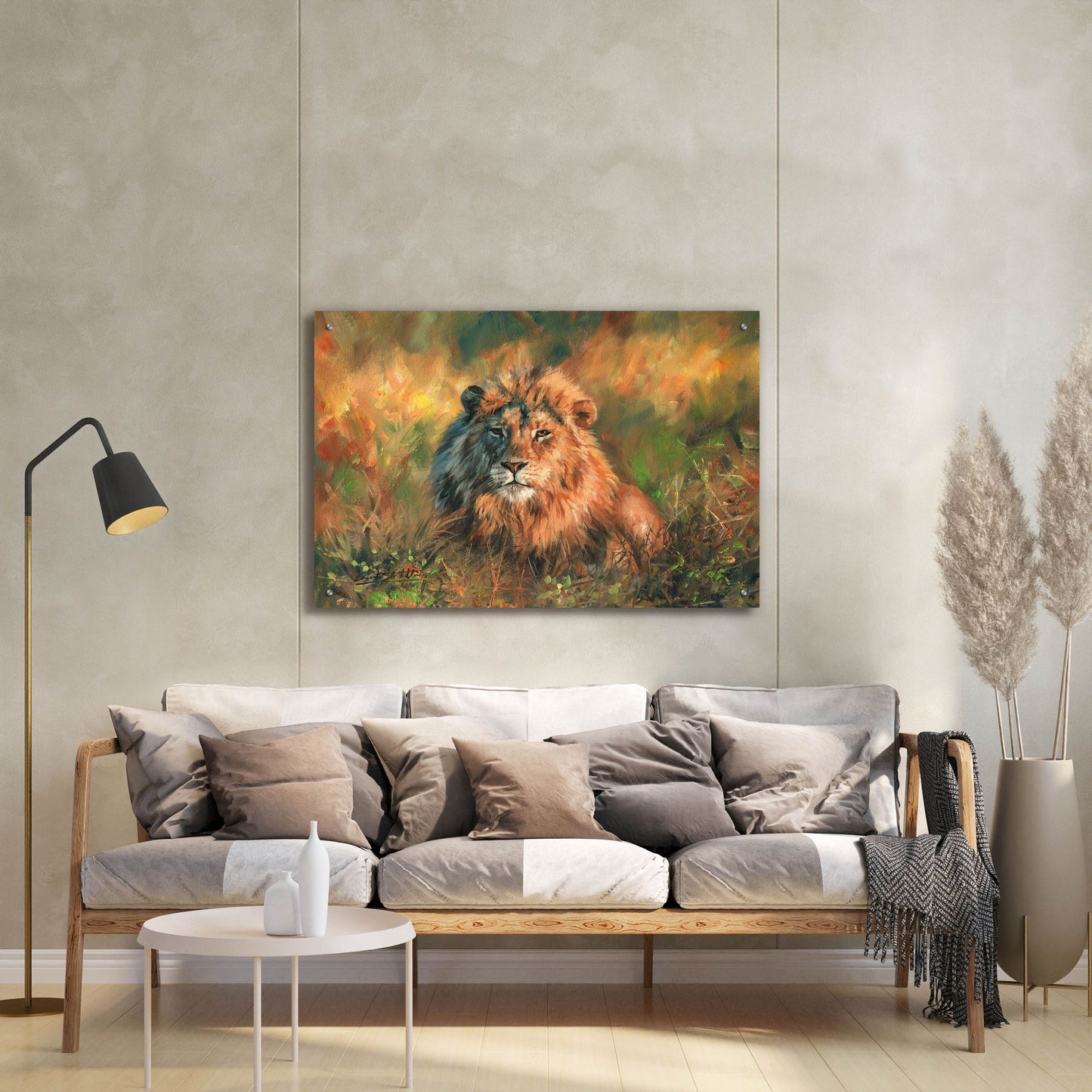 Epic Art 'Lion At Sunset2 by David Stribbling, Acrylic Glass Wall Art,36x24