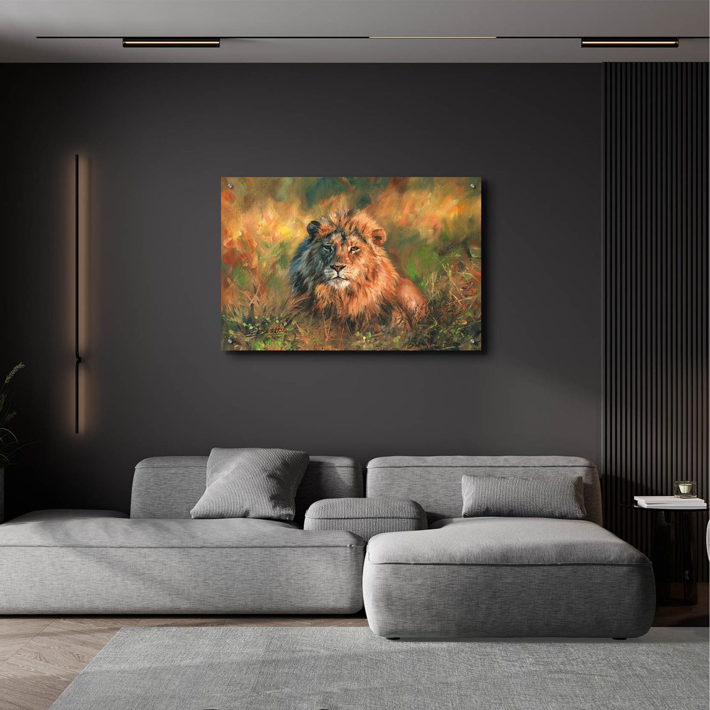 Epic Art 'Lion At Sunset2 by David Stribbling, Acrylic Glass Wall Art,36x24