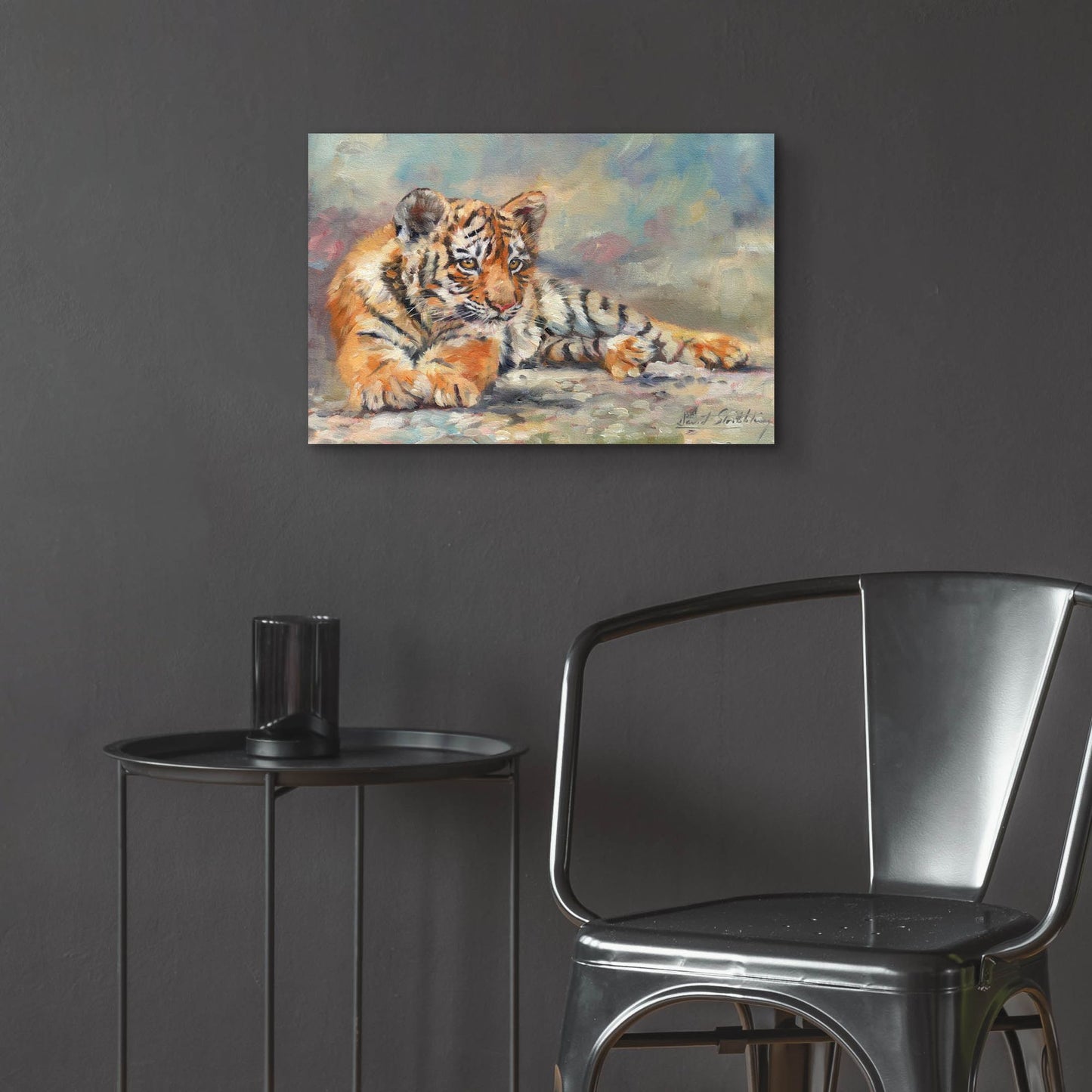 Epic Art 'Tiger Cub Lounging 2 by David Stribbling, Acrylic Glass Wall Art,24x16