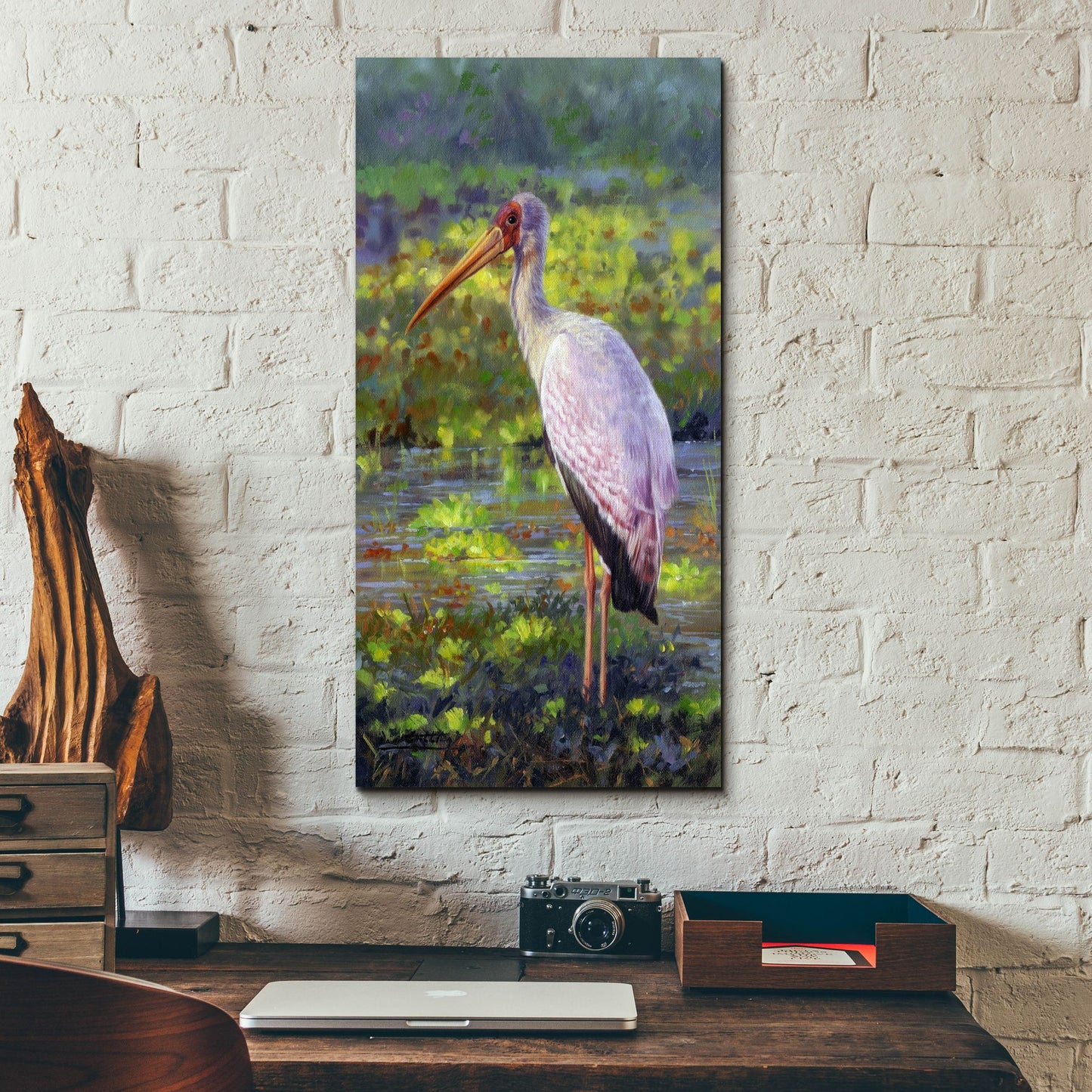 Epic Art 'Yellow Billed Stork2 by David Stribbling, Acrylic Glass Wall Art,12x24