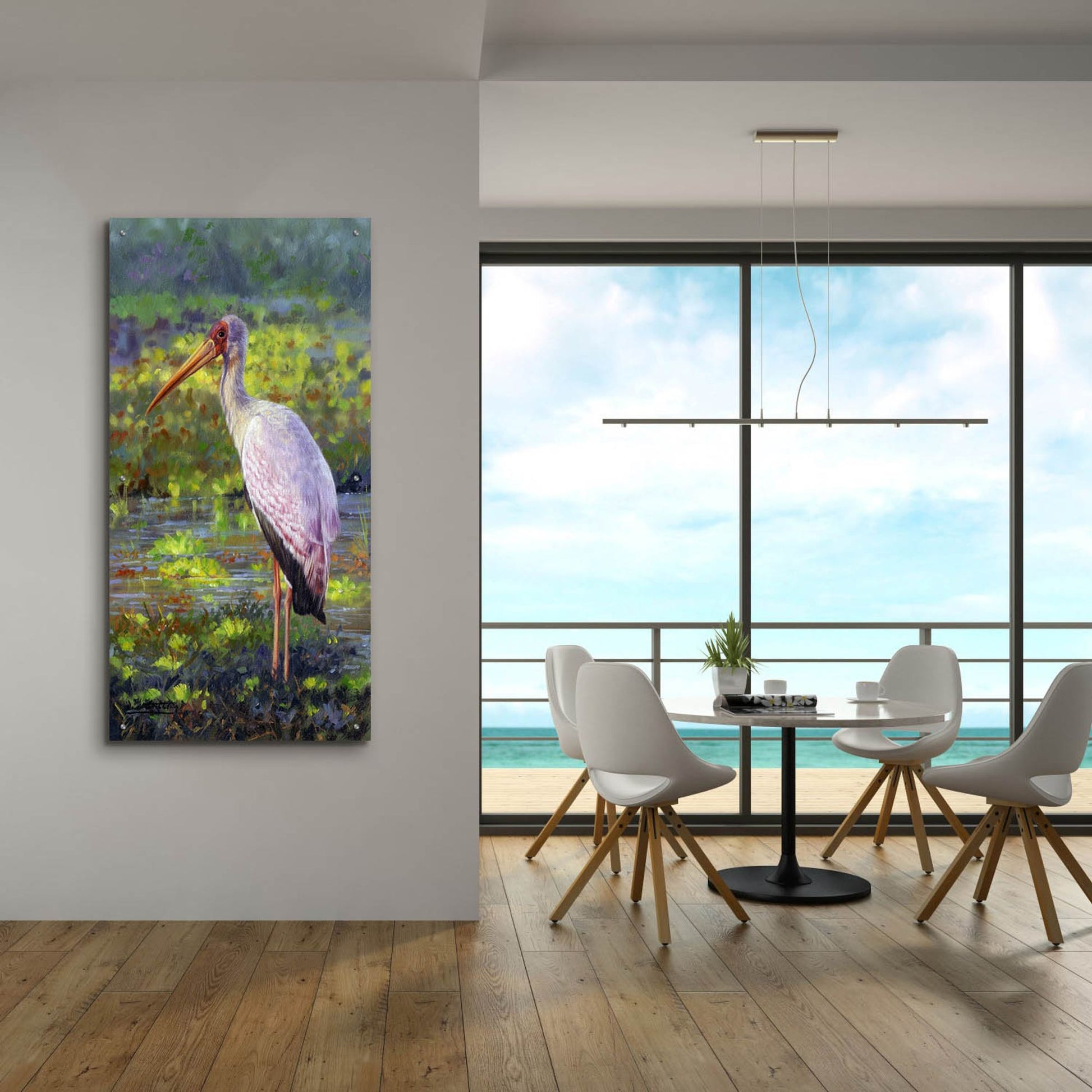 Epic Art 'Yellow Billed Stork2 by David Stribbling, Acrylic Glass Wall Art,24x48