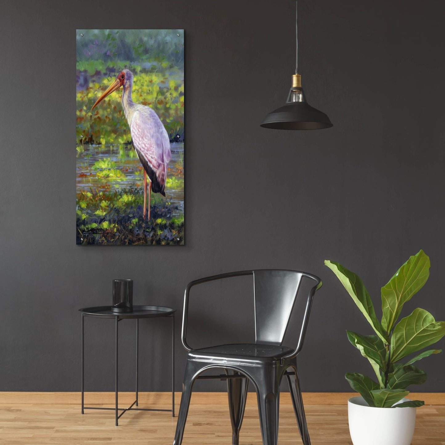 Epic Art 'Yellow Billed Stork2 by David Stribbling, Acrylic Glass Wall Art,24x48