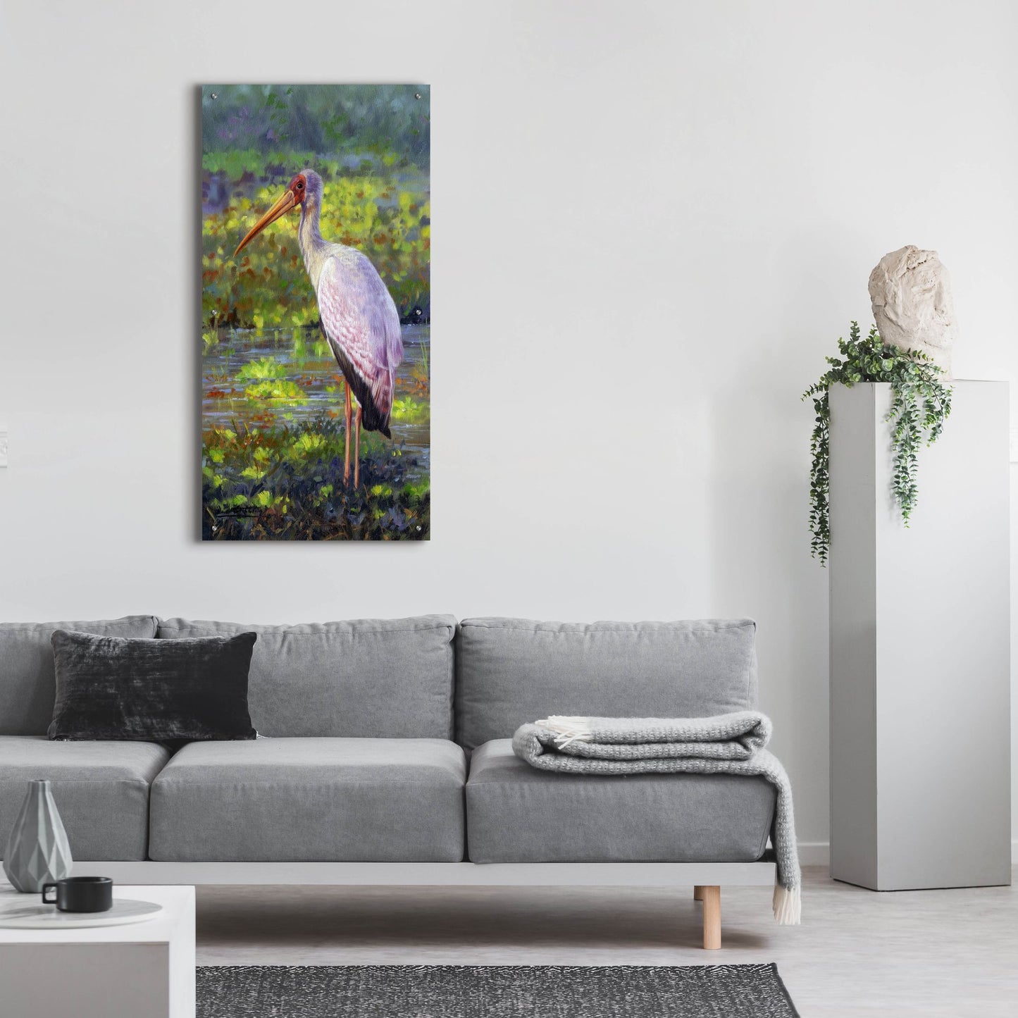 Epic Art 'Yellow Billed Stork2 by David Stribbling, Acrylic Glass Wall Art,24x48