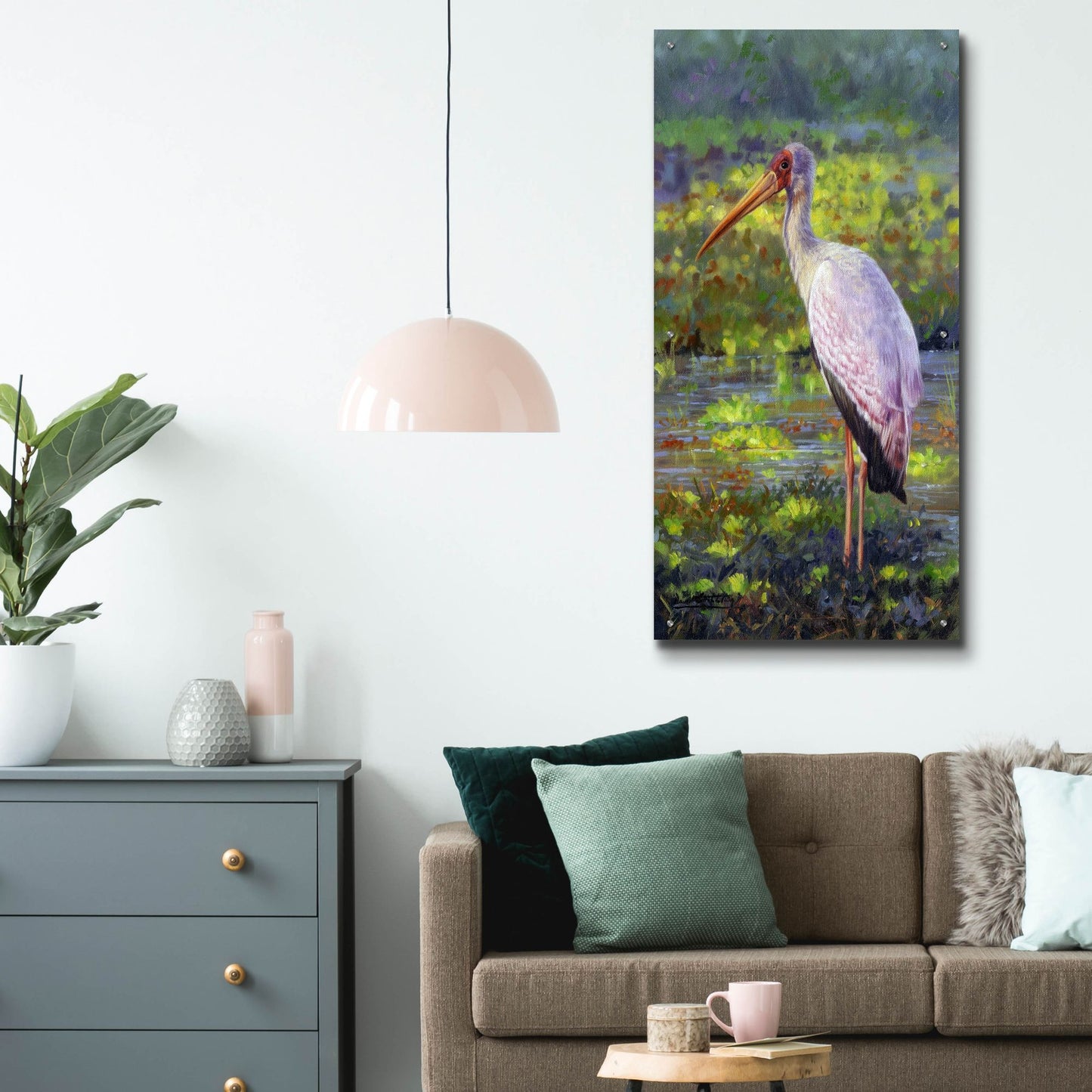 Epic Art 'Yellow Billed Stork2 by David Stribbling, Acrylic Glass Wall Art,24x48