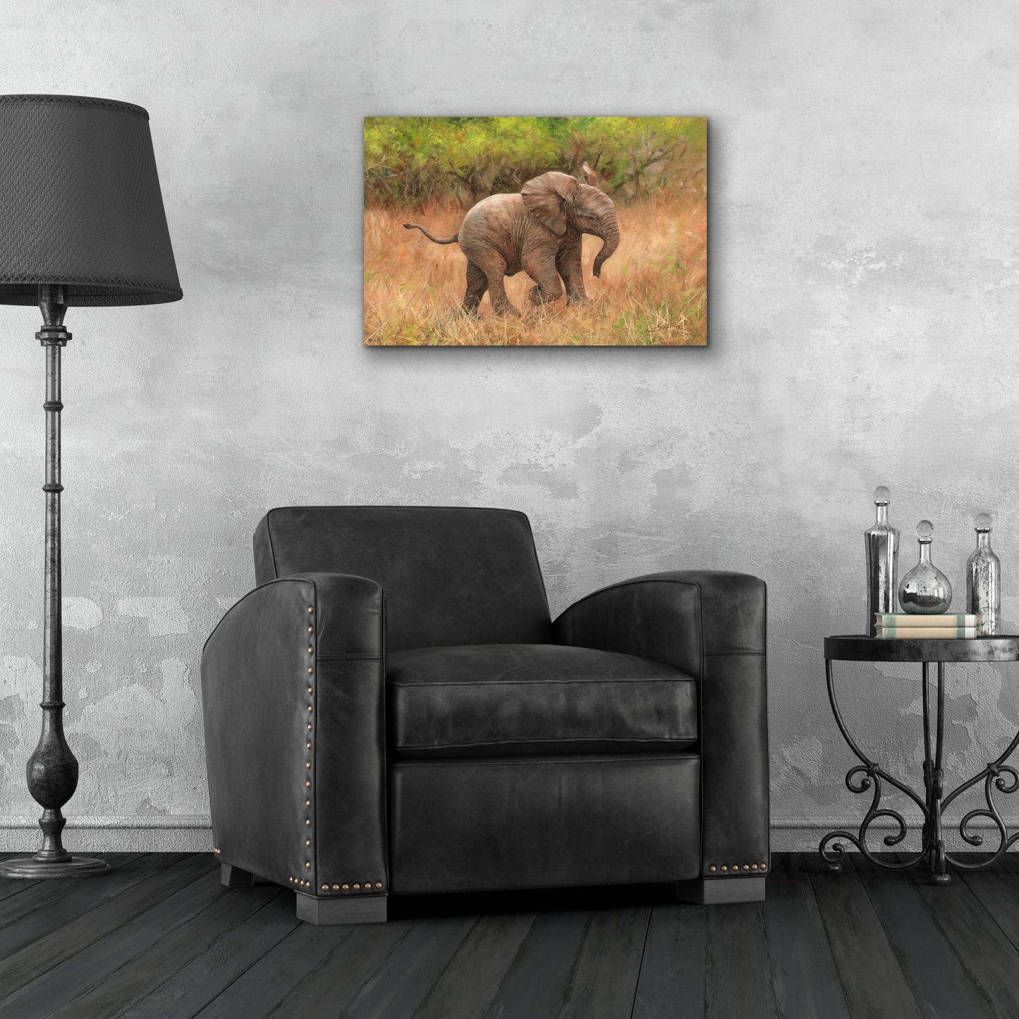 Epic Art 'Baby African Elephant2 by David Stribbling, Acrylic Glass Wall Art,24x16