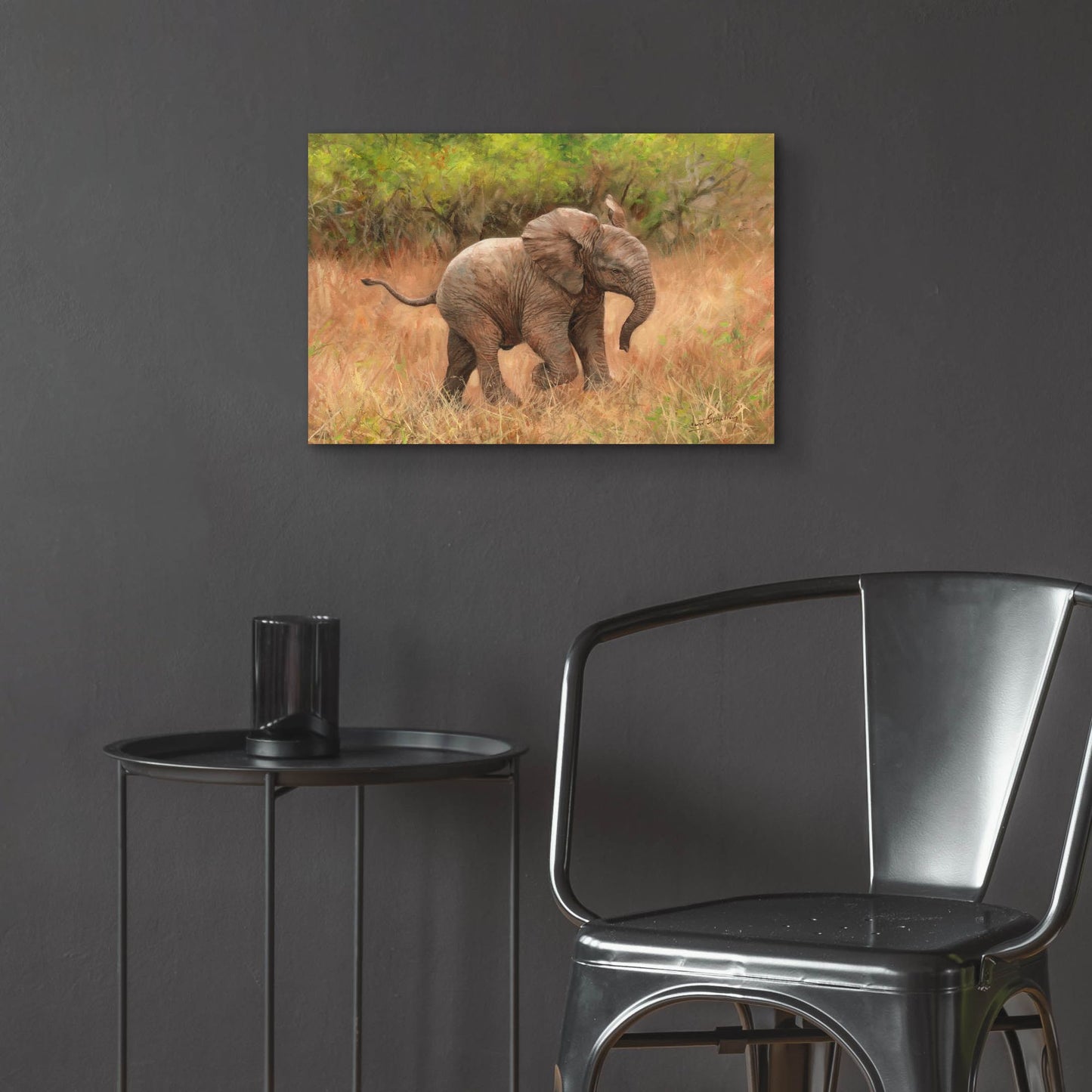 Epic Art 'Baby African Elephant2 by David Stribbling, Acrylic Glass Wall Art,24x16