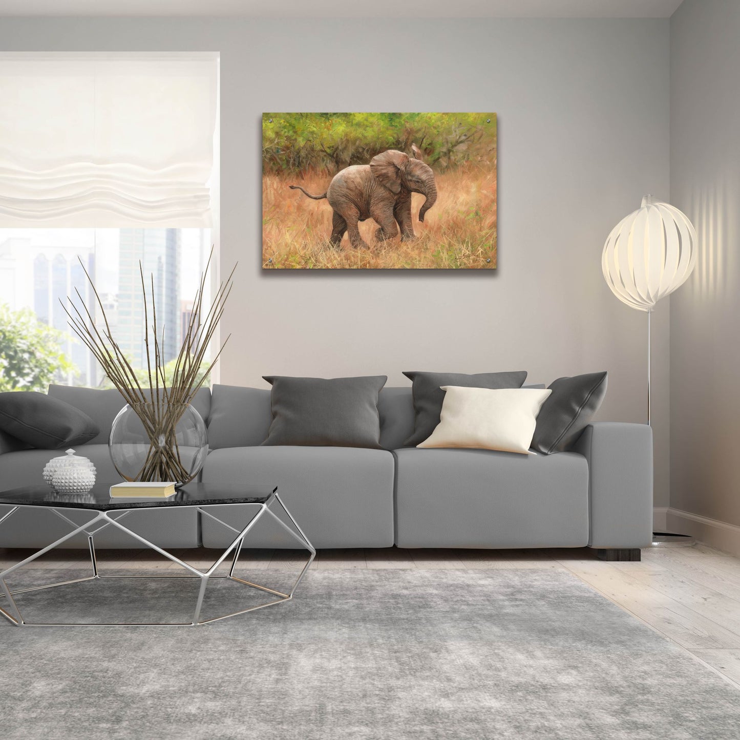 Epic Art 'Baby African Elephant2 by David Stribbling, Acrylic Glass Wall Art,36x24