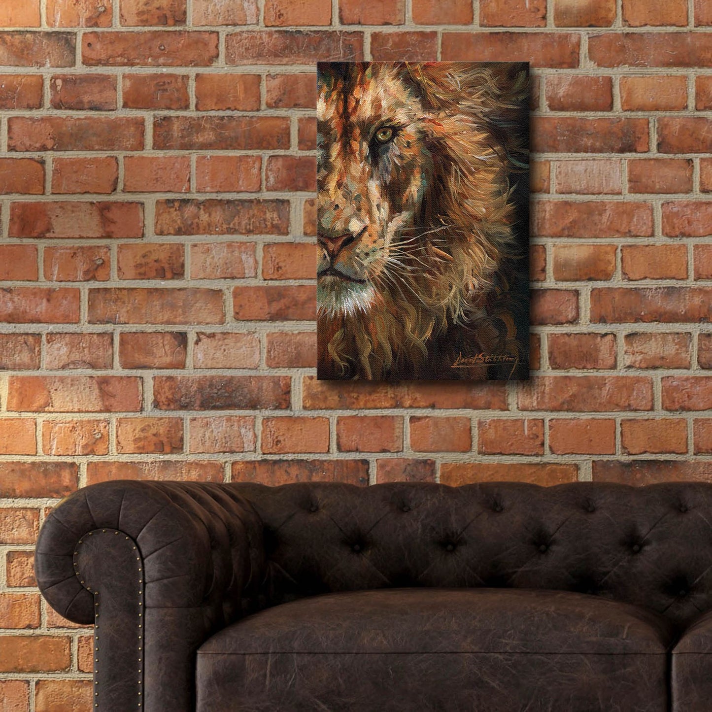 Epic Art 'Lion Half Face2 by David Stribbling, Acrylic Glass Wall Art,16x24