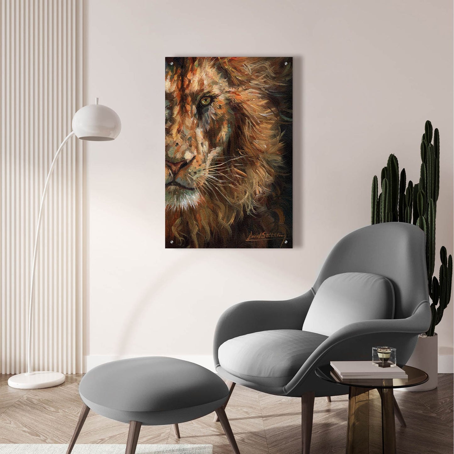 Epic Art 'Lion Half Face2 by David Stribbling, Acrylic Glass Wall Art,24x36