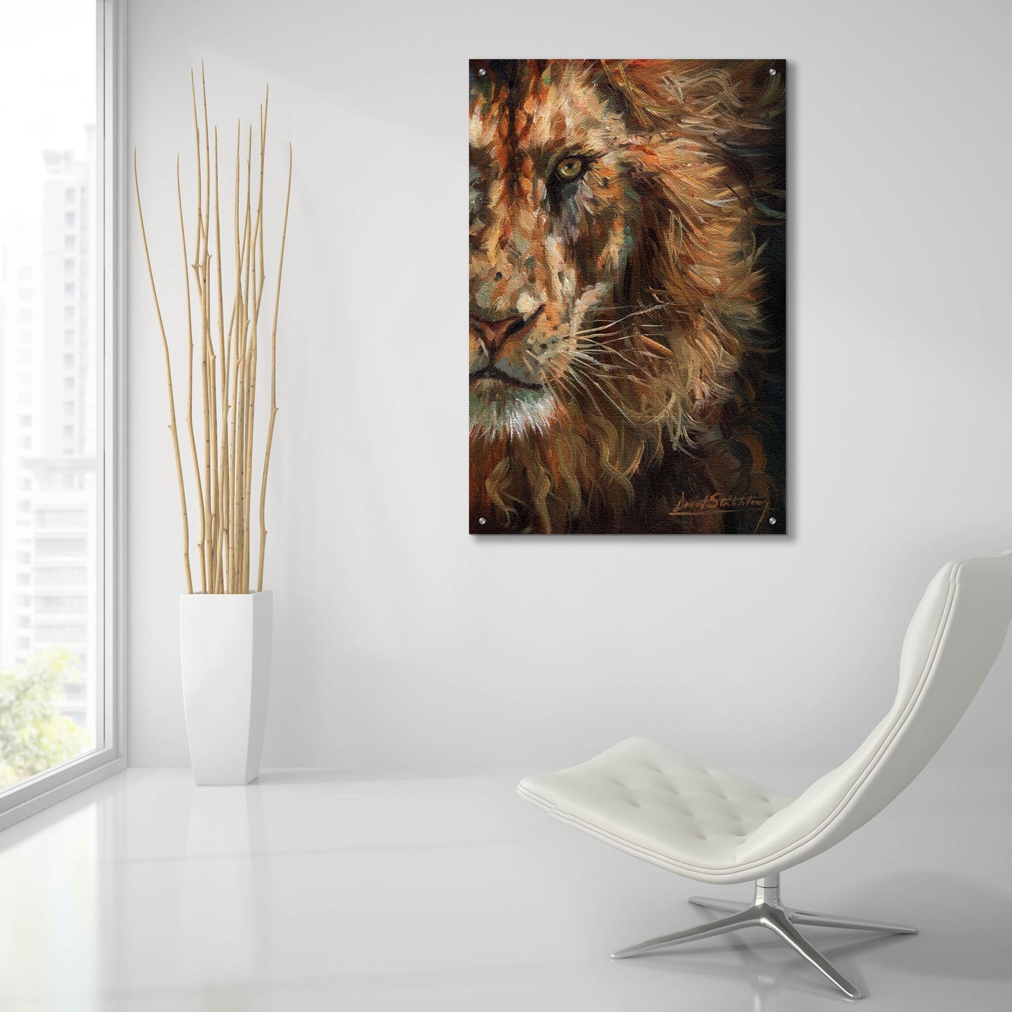 Epic Art 'Lion Half Face2 by David Stribbling, Acrylic Glass Wall Art,24x36