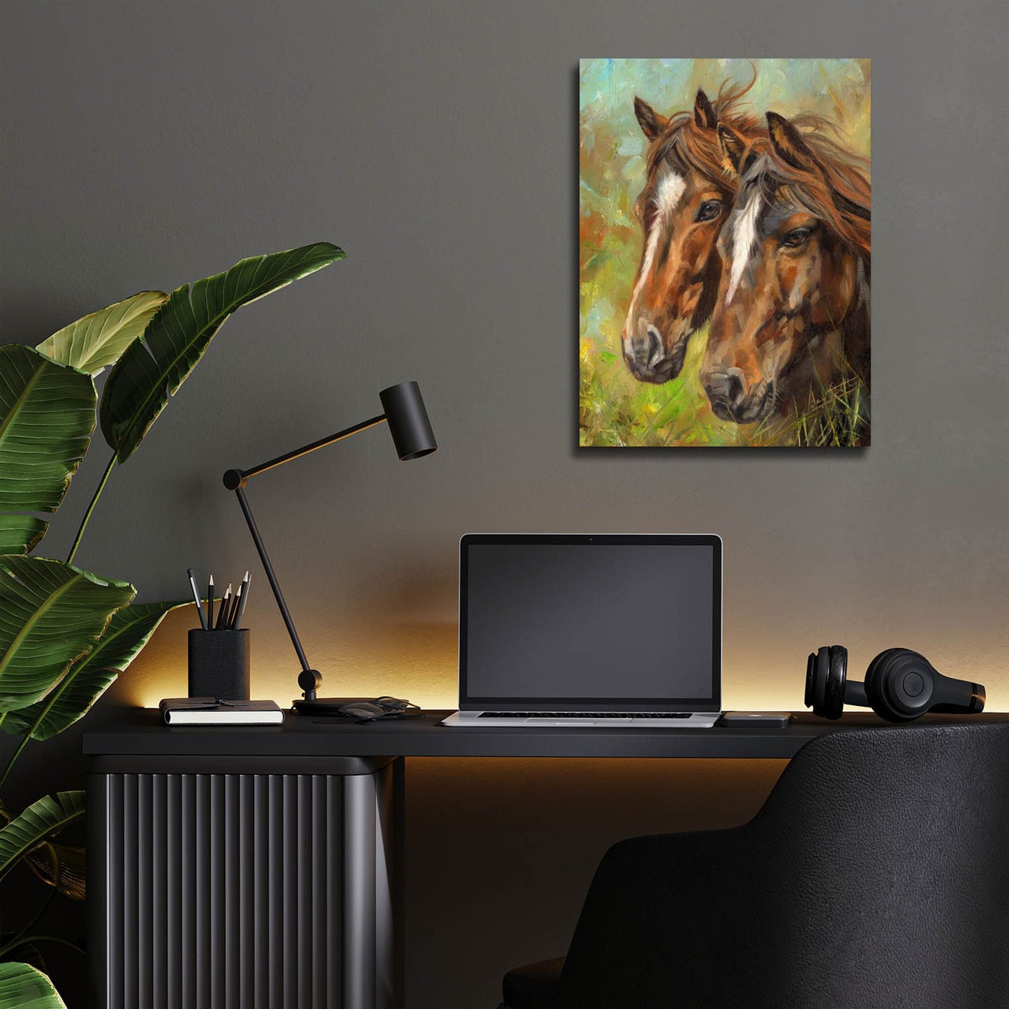 Epic Art 'Horses2 by David Stribbling, Acrylic Glass Wall Art,12x16