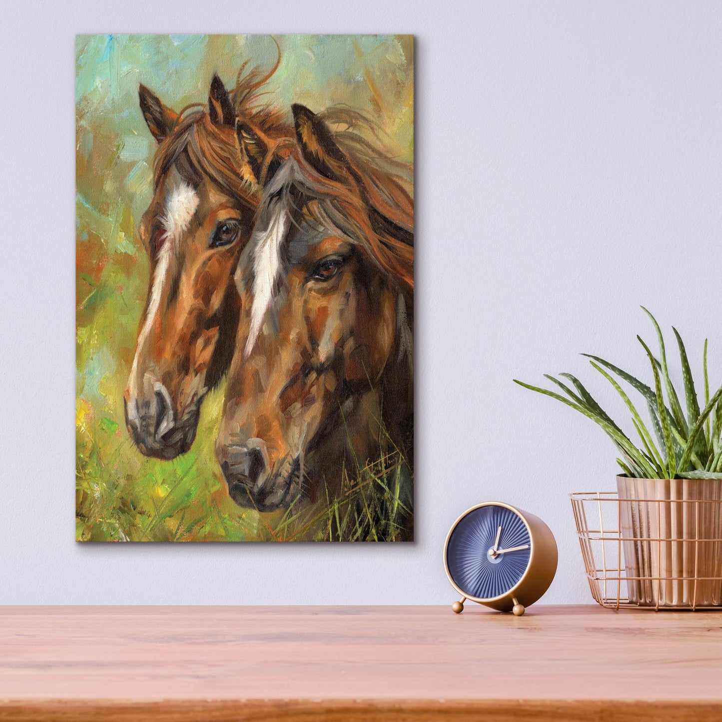 Epic Art 'Horses2 by David Stribbling, Acrylic Glass Wall Art,12x16