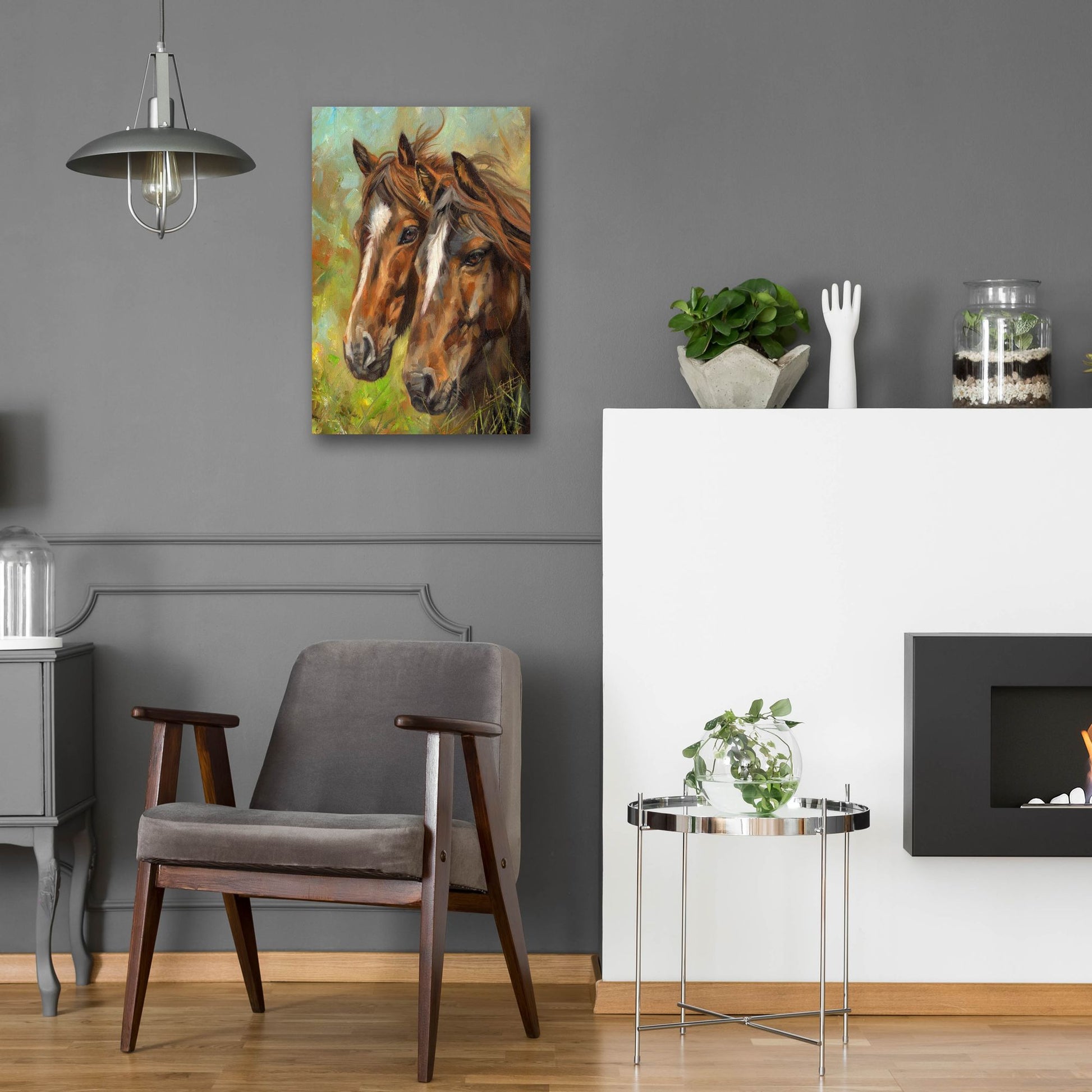 Epic Art 'Horses2 by David Stribbling, Acrylic Glass Wall Art,16x24