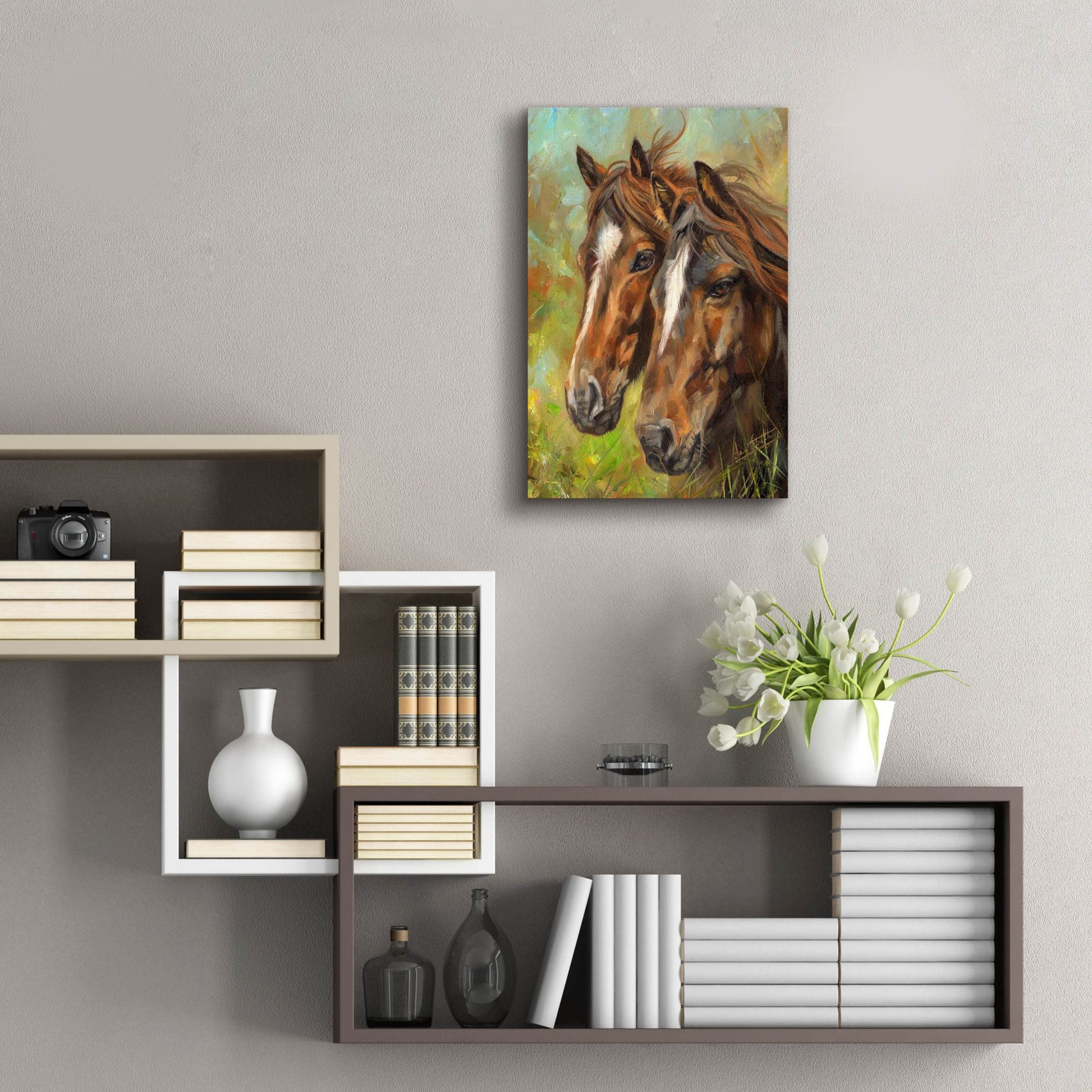 Epic Art 'Horses2 by David Stribbling, Acrylic Glass Wall Art,16x24