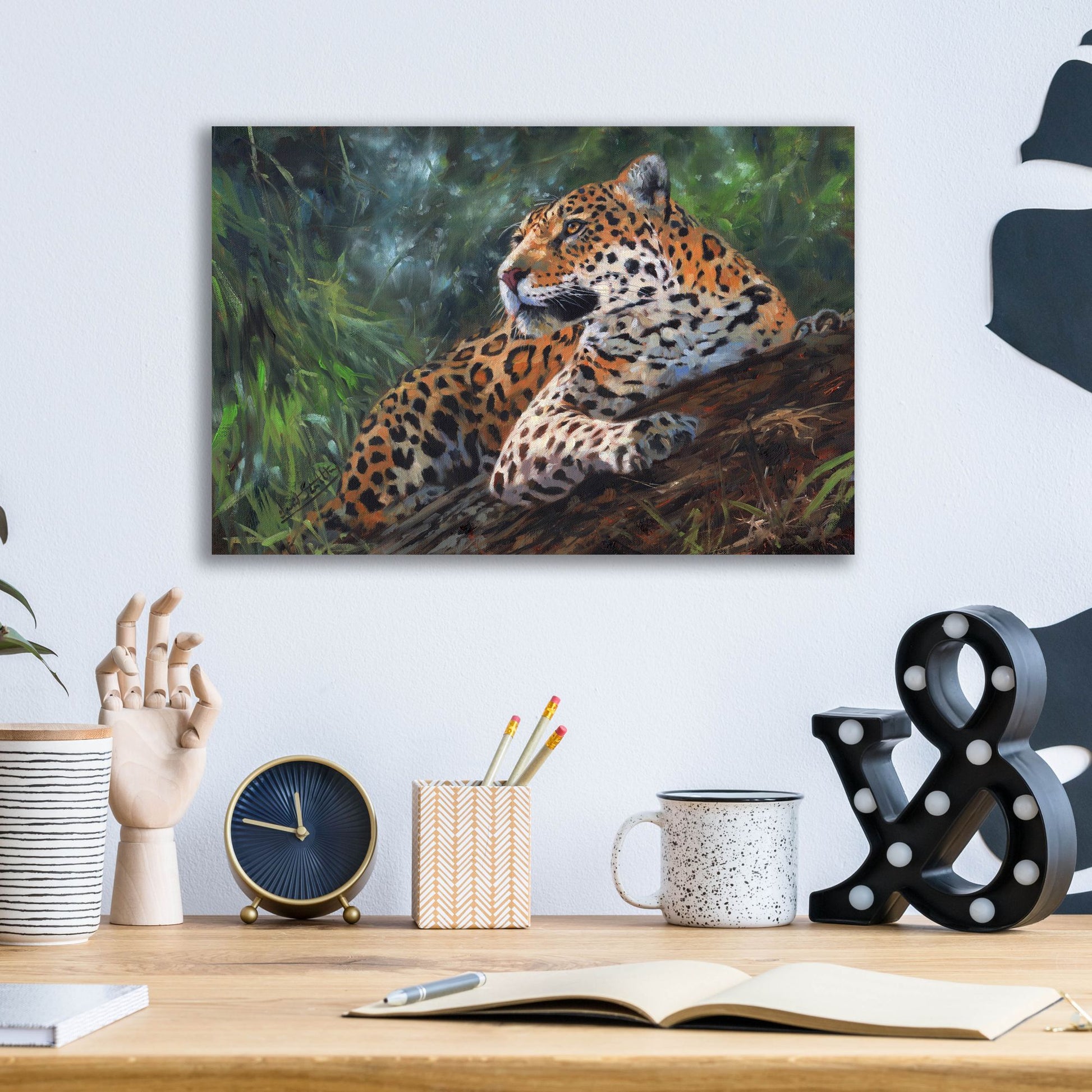 Epic Art 'Jaguar In Tree2 by David Stribbling, Acrylic Glass Wall Art,16x12