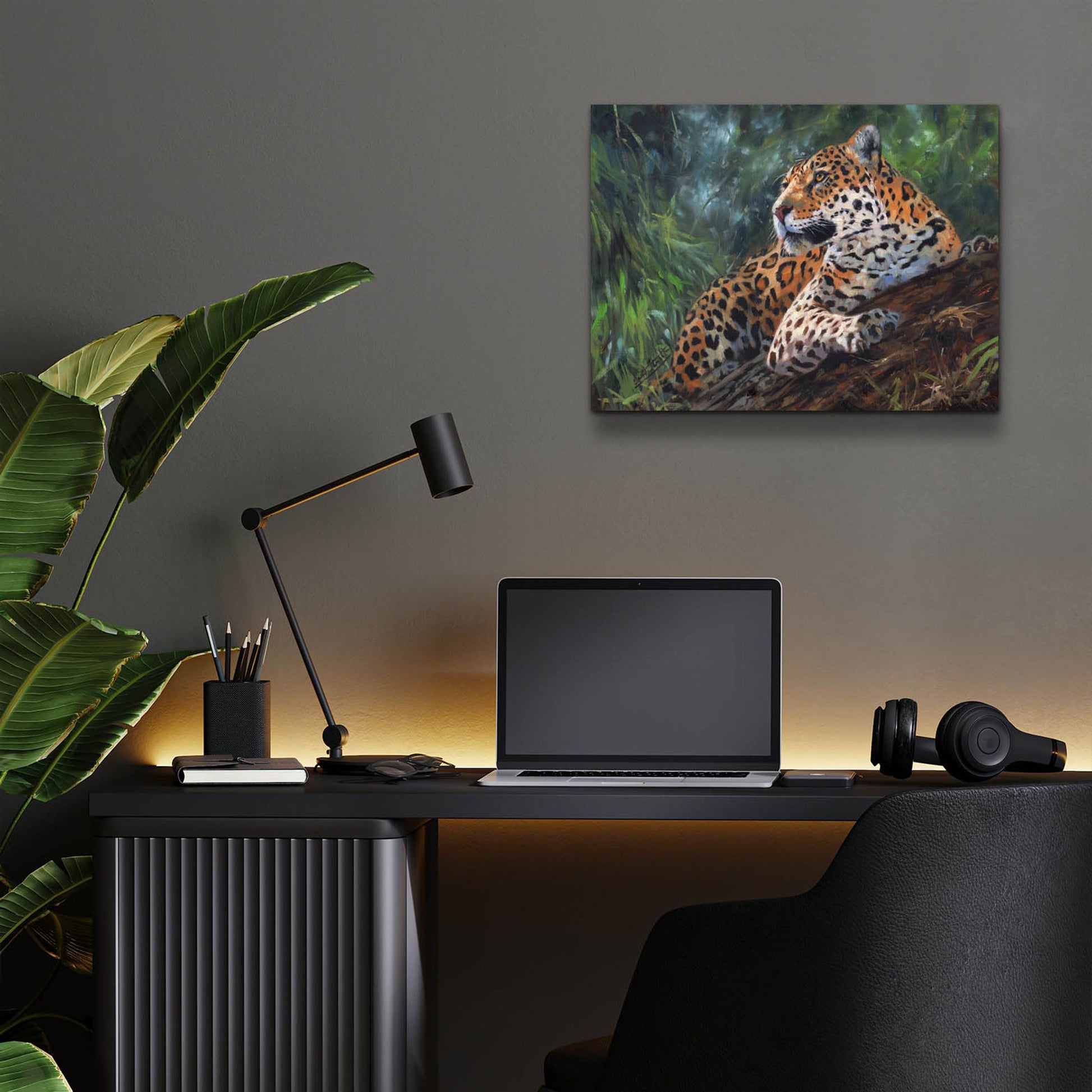 Epic Art 'Jaguar In Tree2 by David Stribbling, Acrylic Glass Wall Art,16x12