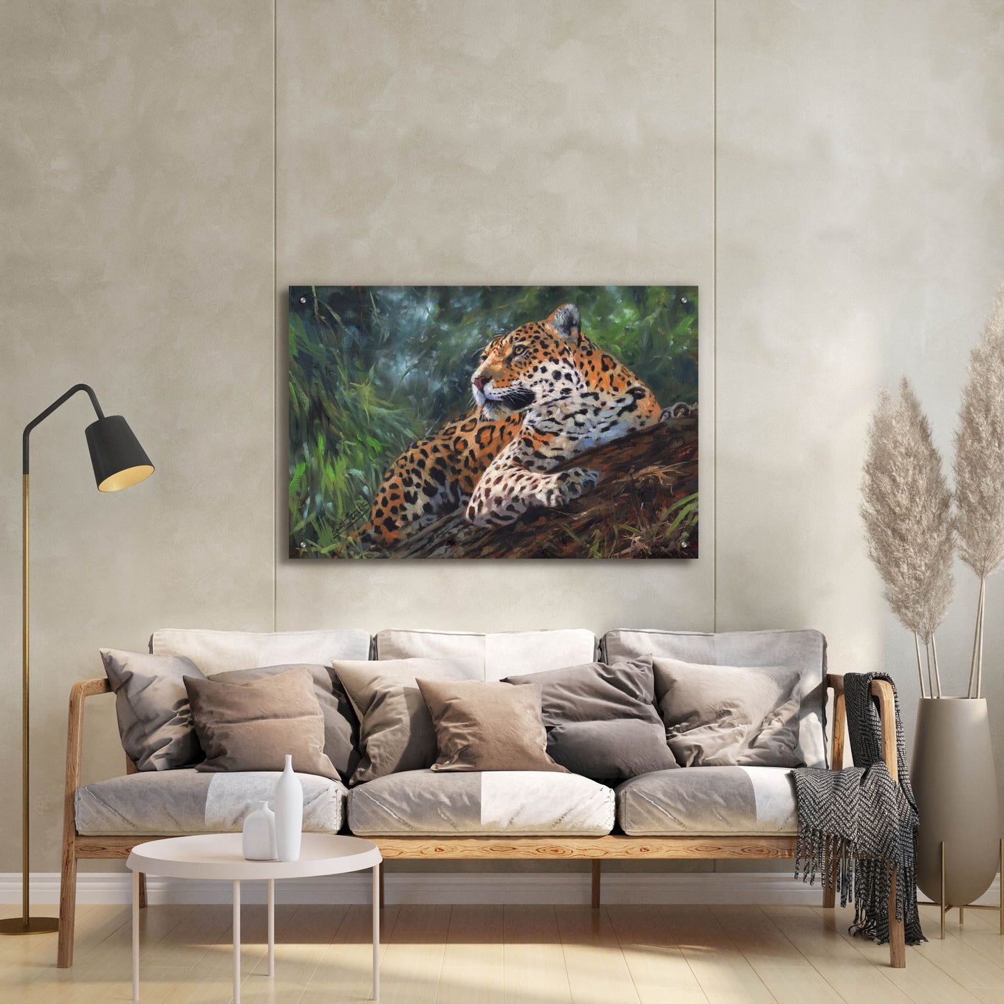 Epic Art 'Jaguar In Tree2 by David Stribbling, Acrylic Glass Wall Art,36x24