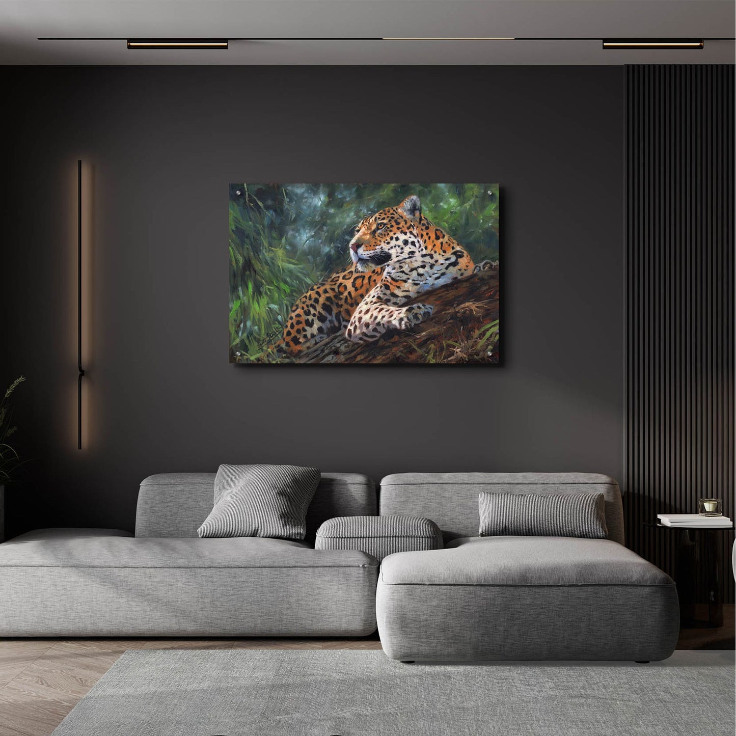 Epic Art 'Jaguar In Tree2 by David Stribbling, Acrylic Glass Wall Art,36x24