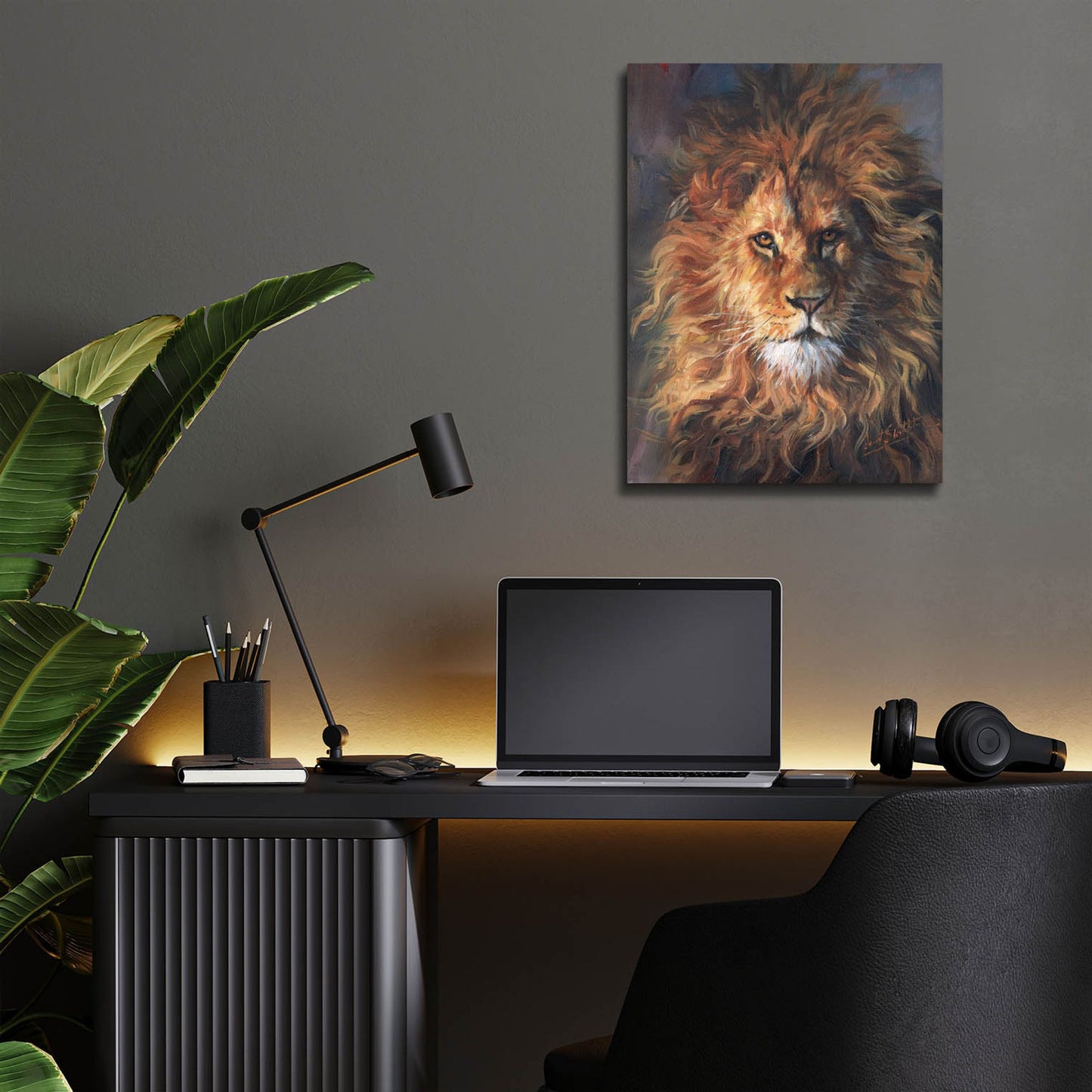 Epic Art 'Lion Portrait2 by David Stribbling, Acrylic Glass Wall Art,12x16