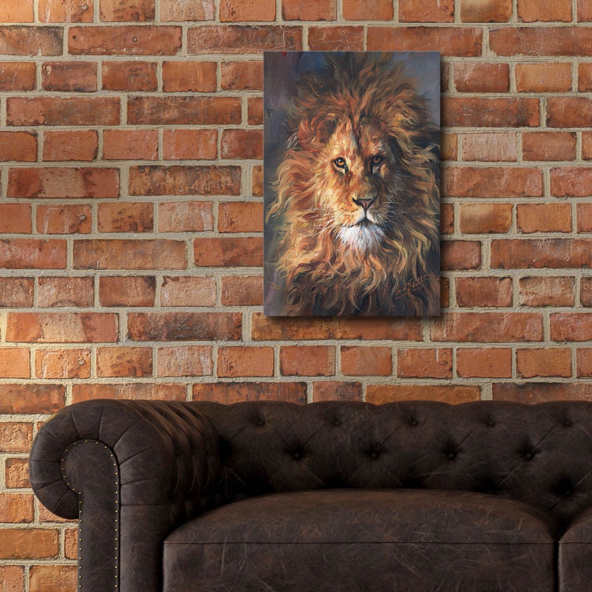 Epic Art 'Lion Portrait2 by David Stribbling, Acrylic Glass Wall Art,16x24