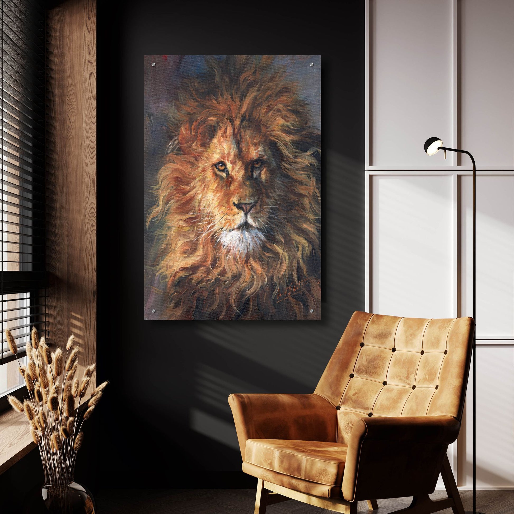 Epic Art 'Lion Portrait2 by David Stribbling, Acrylic Glass Wall Art,24x36