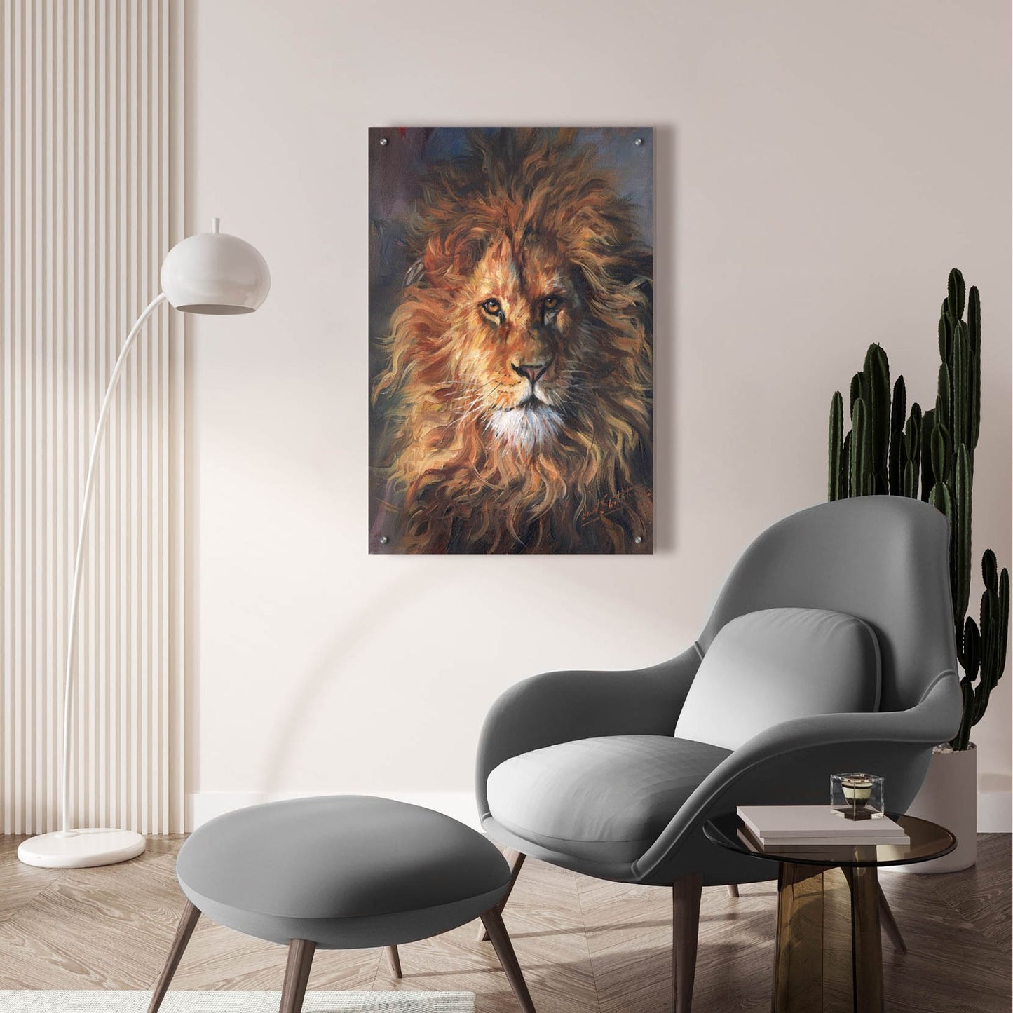 Epic Art 'Lion Portrait2 by David Stribbling, Acrylic Glass Wall Art,24x36