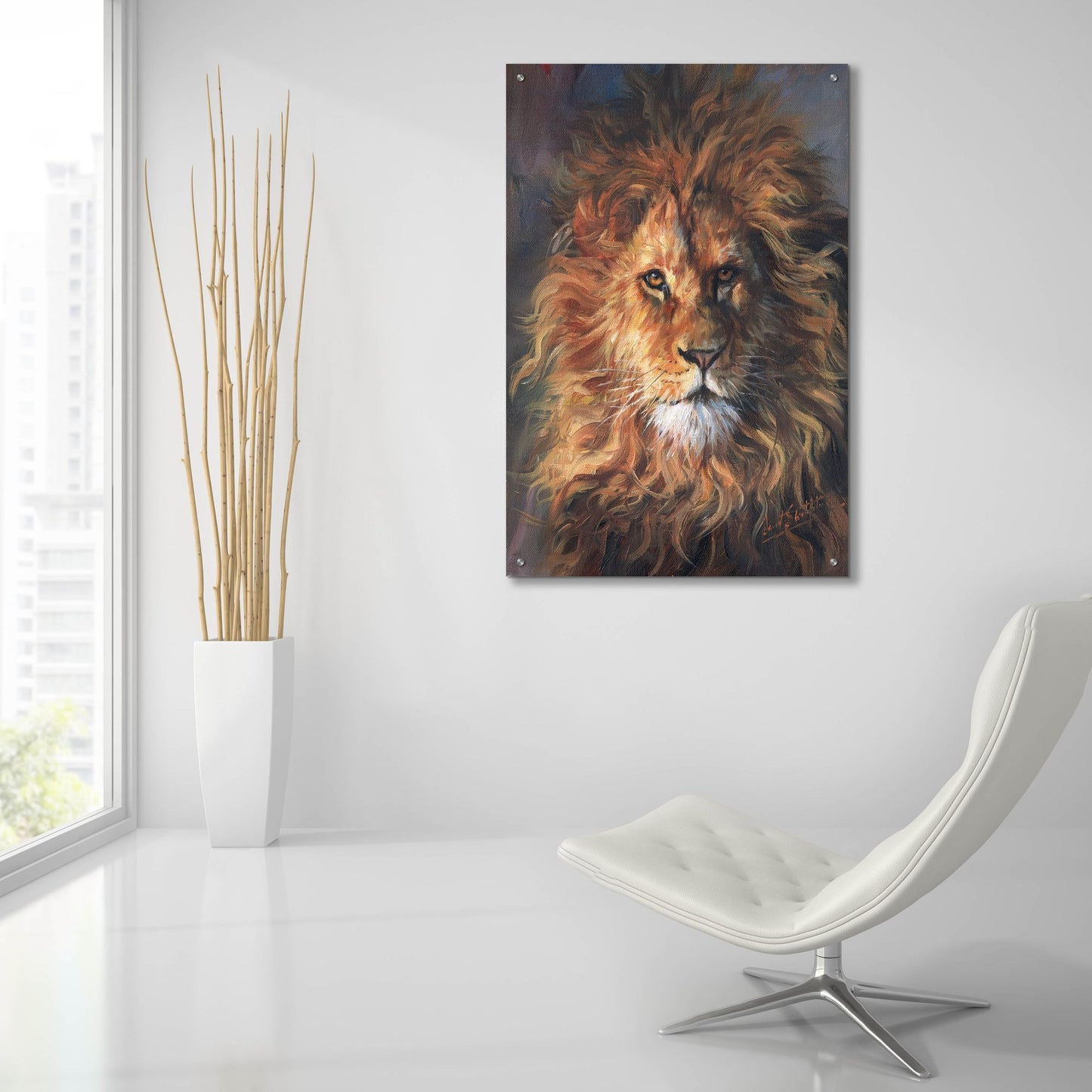 Epic Art 'Lion Portrait2 by David Stribbling, Acrylic Glass Wall Art,24x36