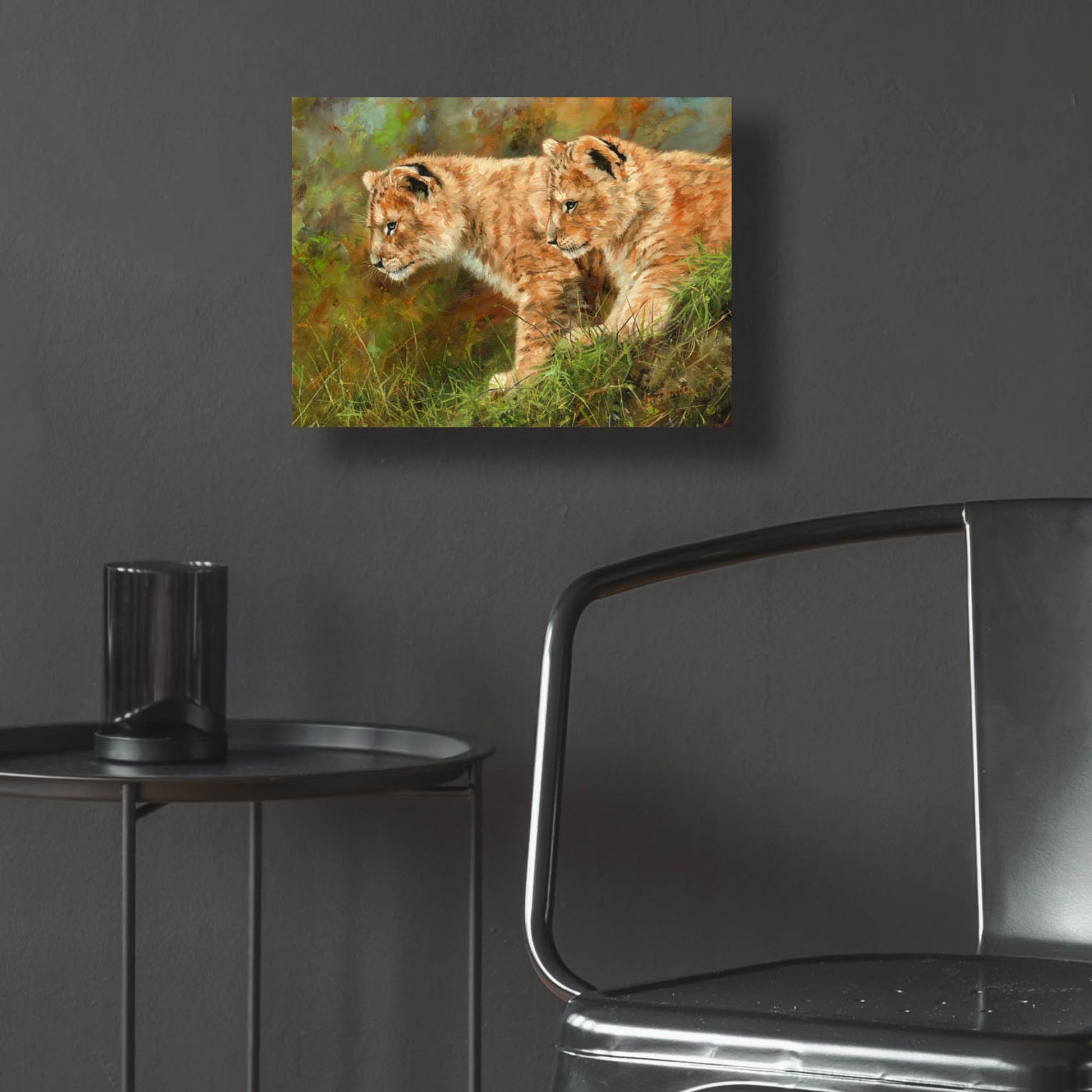 Epic Art 'Lion Siblings2 by David Stribbling, Acrylic Glass Wall Art,16x12