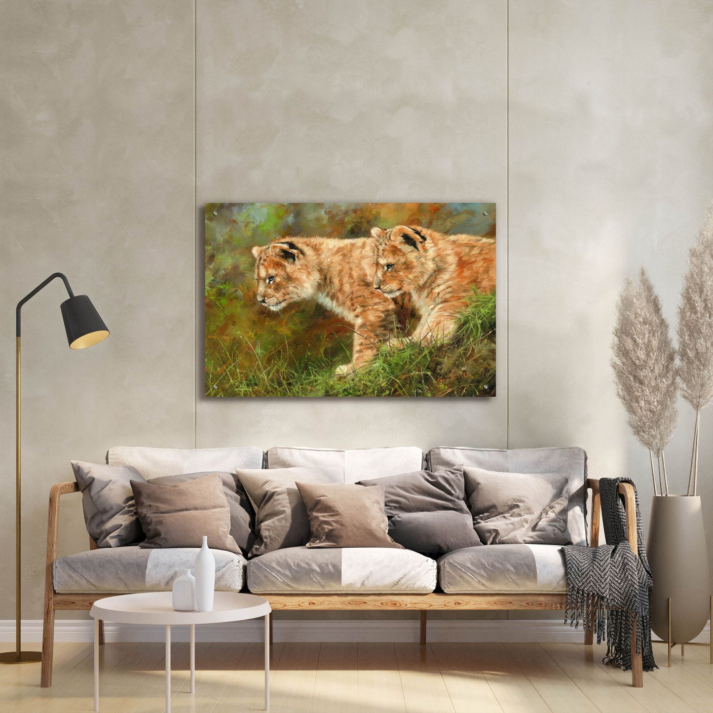 Epic Art 'Lion Siblings2 by David Stribbling, Acrylic Glass Wall Art,36x24