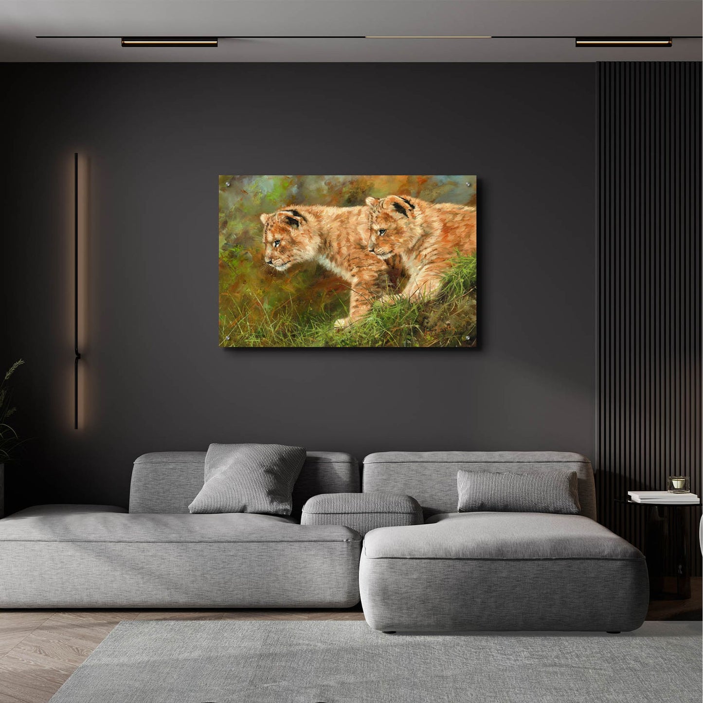 Epic Art 'Lion Siblings2 by David Stribbling, Acrylic Glass Wall Art,36x24