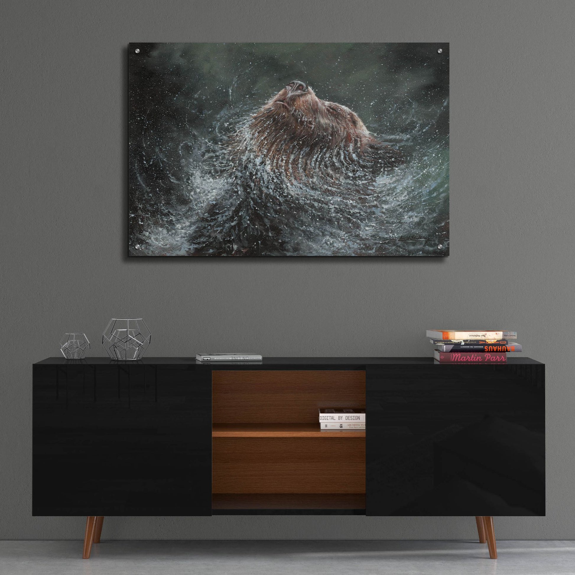 Epic Art 'Bear Splash2 by David Stribbling, Acrylic Glass Wall Art,36x24