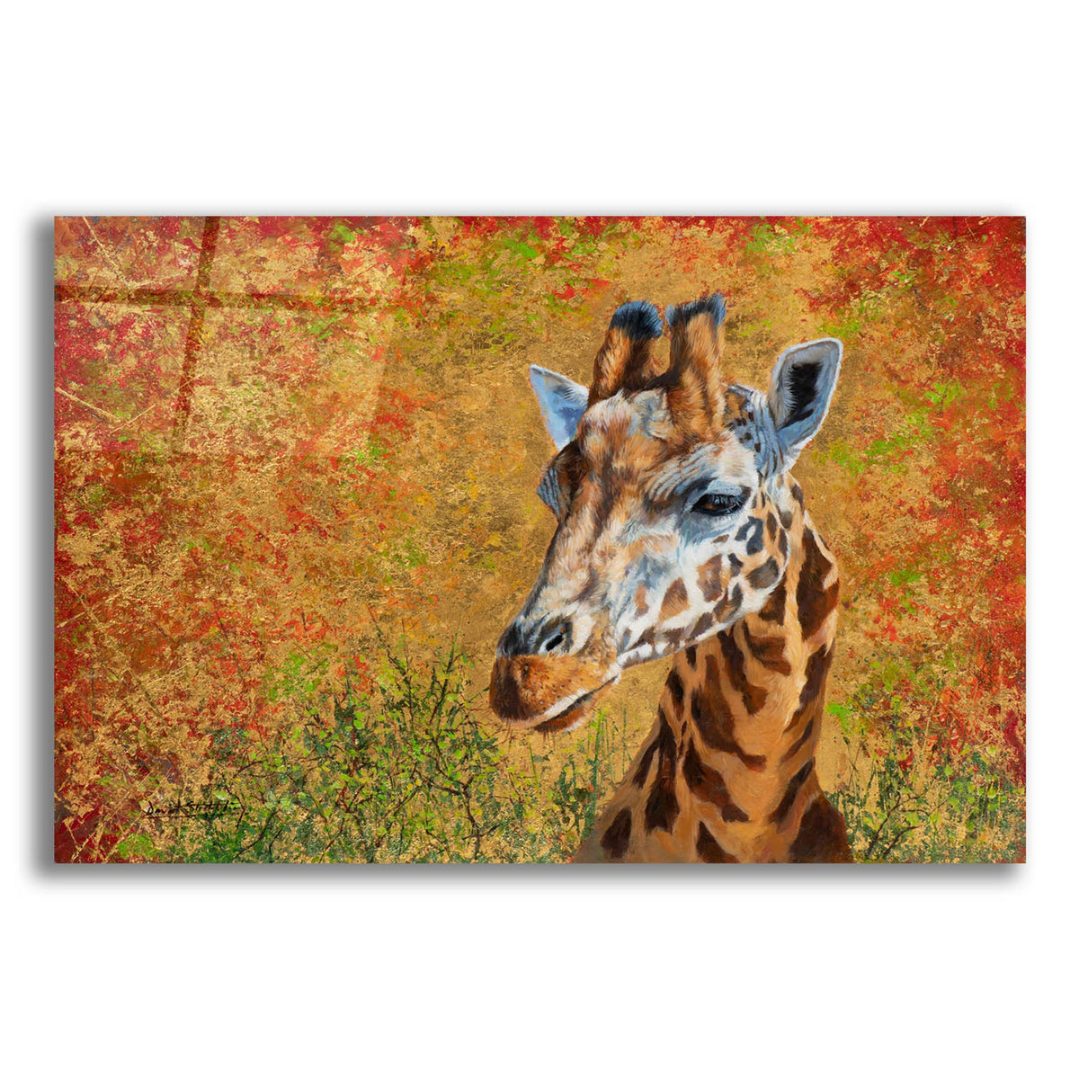 Epic Art 'Giraffe In Gold2 by David Stribbling, Acrylic Glass Wall Art