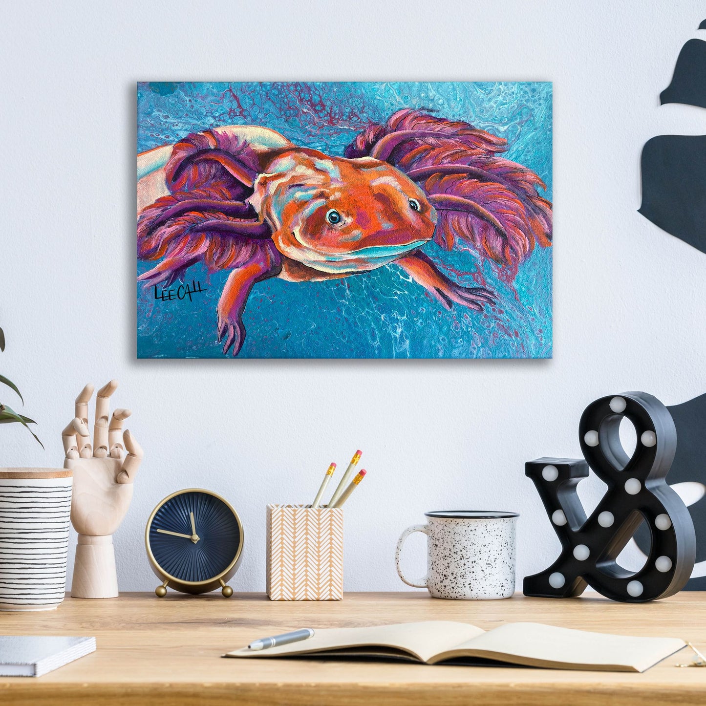 Epic Art 'Axolotl' by Dawg Painter, Acrylic Glass Wall Art,16x12