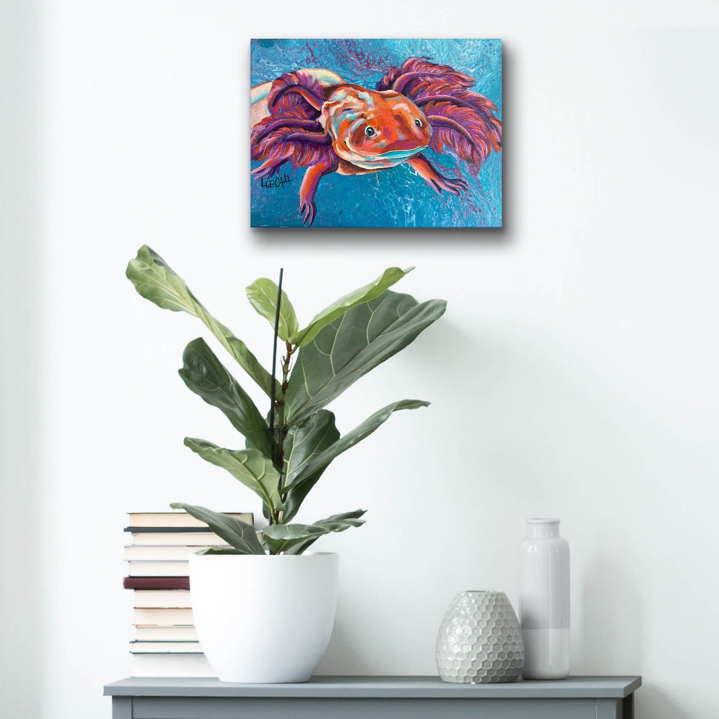 Epic Art 'Axolotl' by Dawg Painter, Acrylic Glass Wall Art,16x12