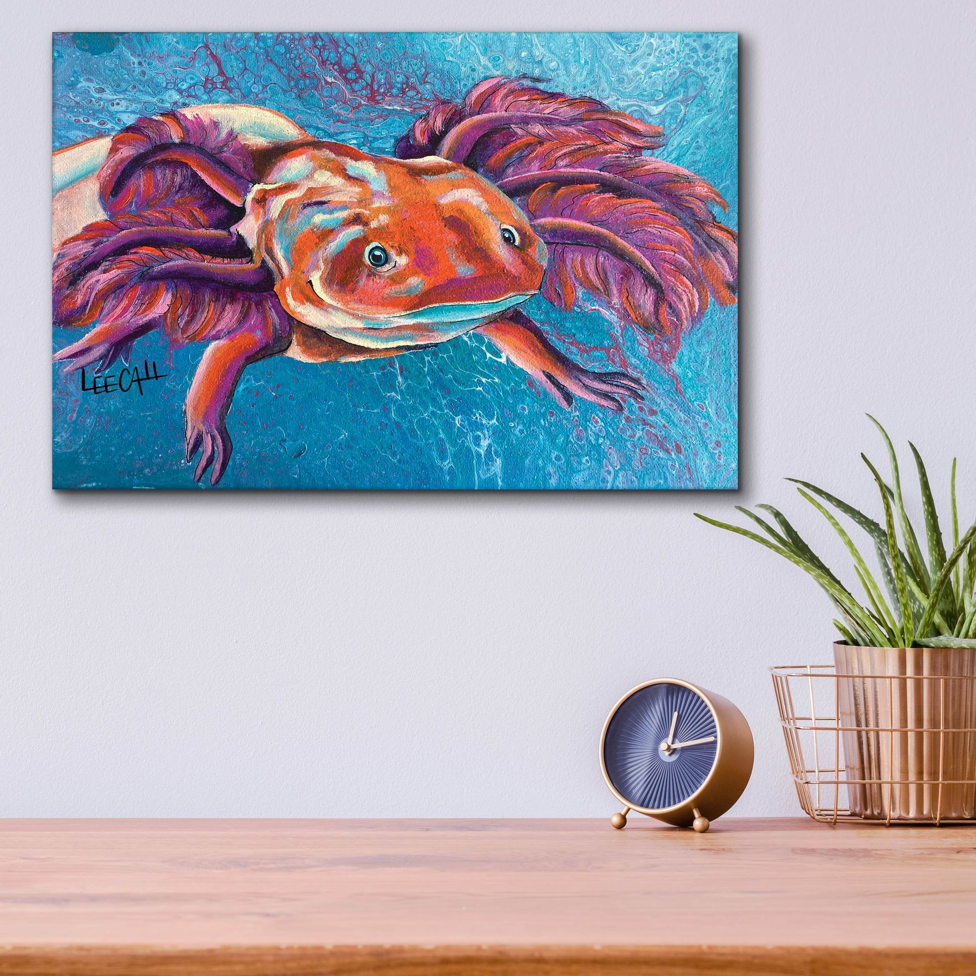 Axolotl Watercolor Art Print Pink Axolotl Painting Axolotl Wall