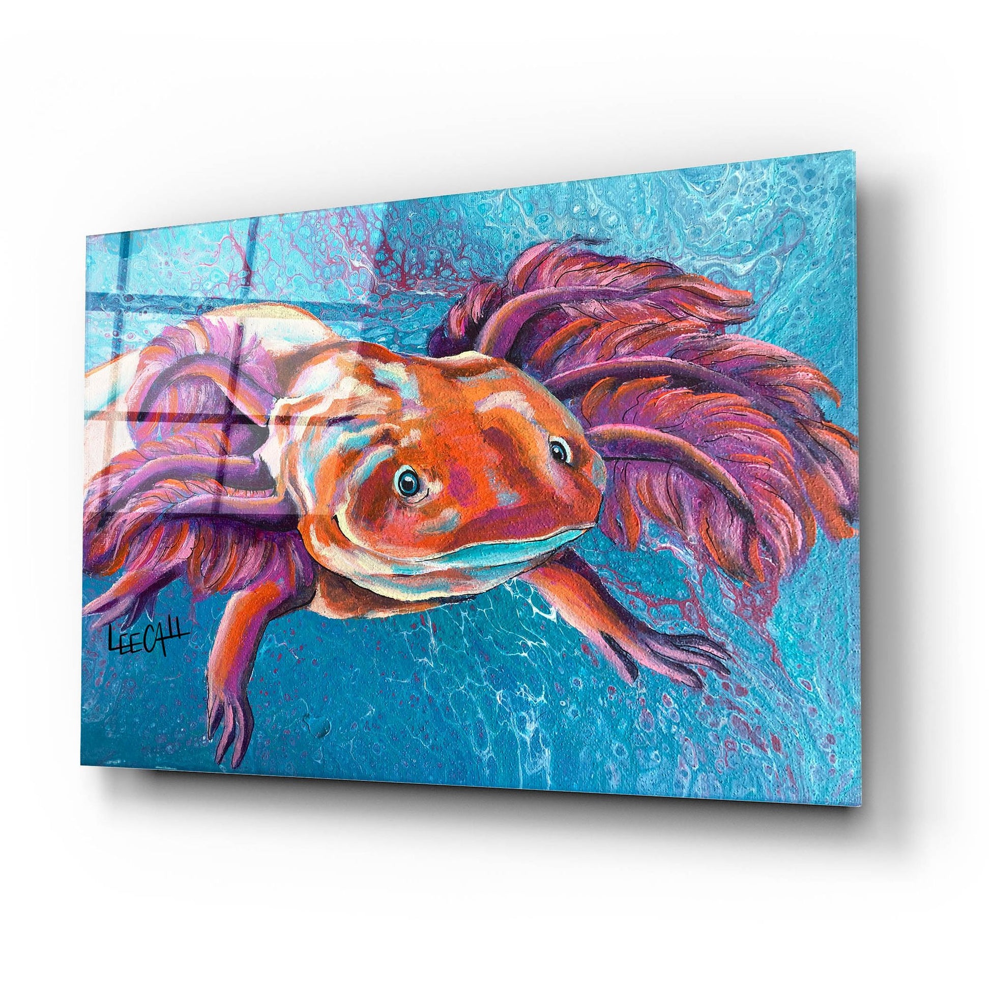 Epic Art 'Axolotl' by Dawg Painter, Acrylic Glass Wall Art,24x16