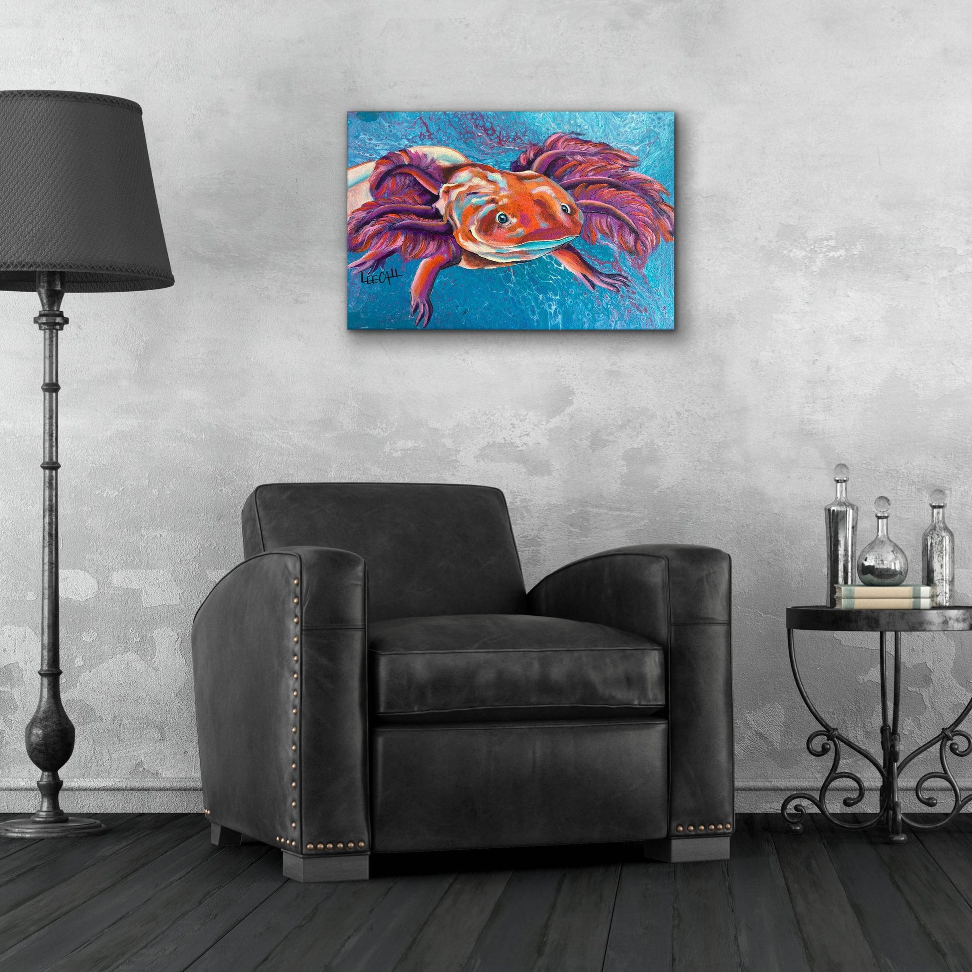 Epic Art 'Axolotl' by Dawg Painter, Acrylic Glass Wall Art,24x16