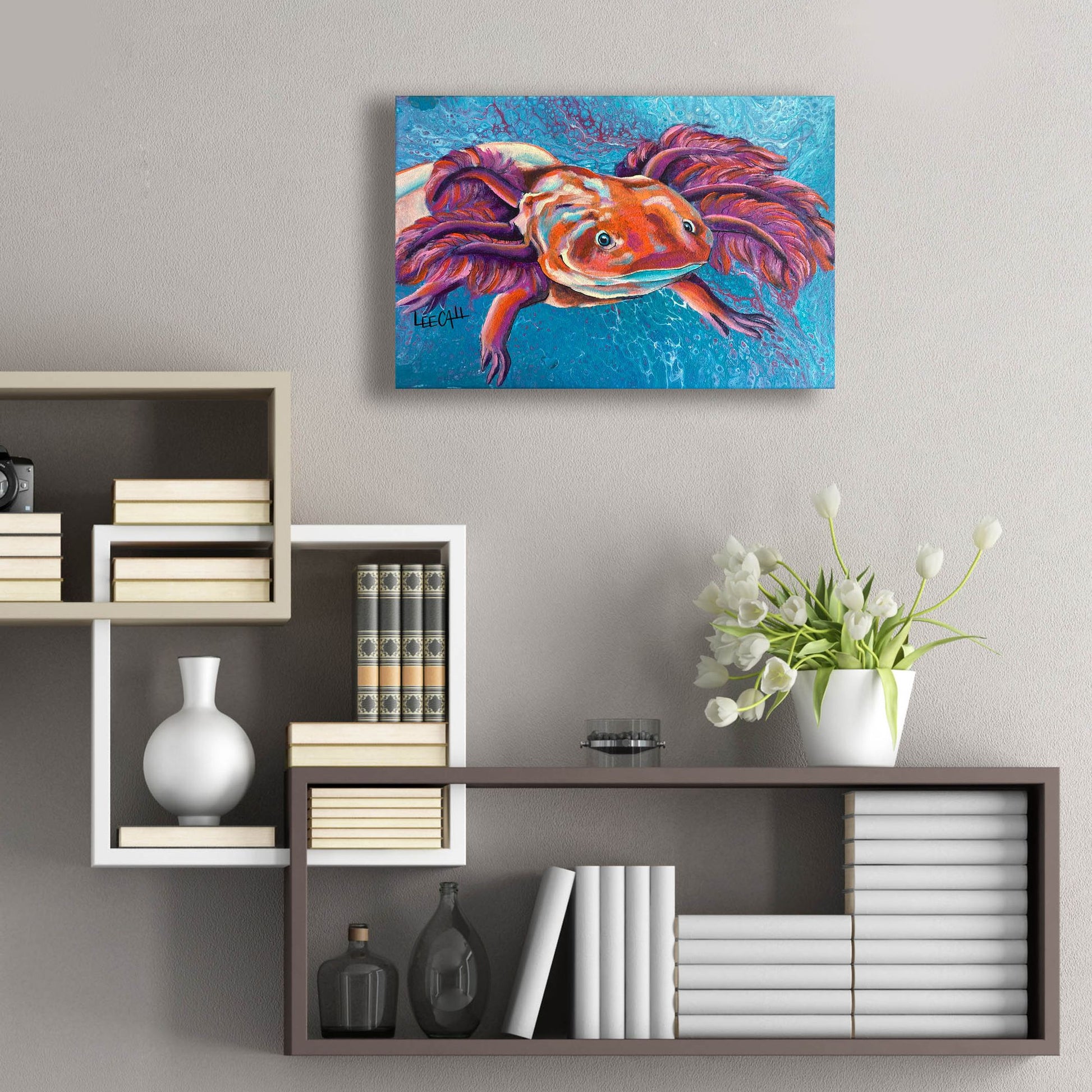 Epic Art 'Axolotl' by Dawg Painter, Acrylic Glass Wall Art,24x16