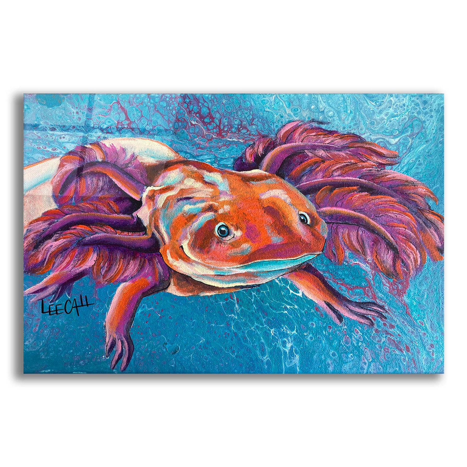 Epic Art 'Axolotl' by Dawg Painter, Acrylic Glass Wall Art,24x16