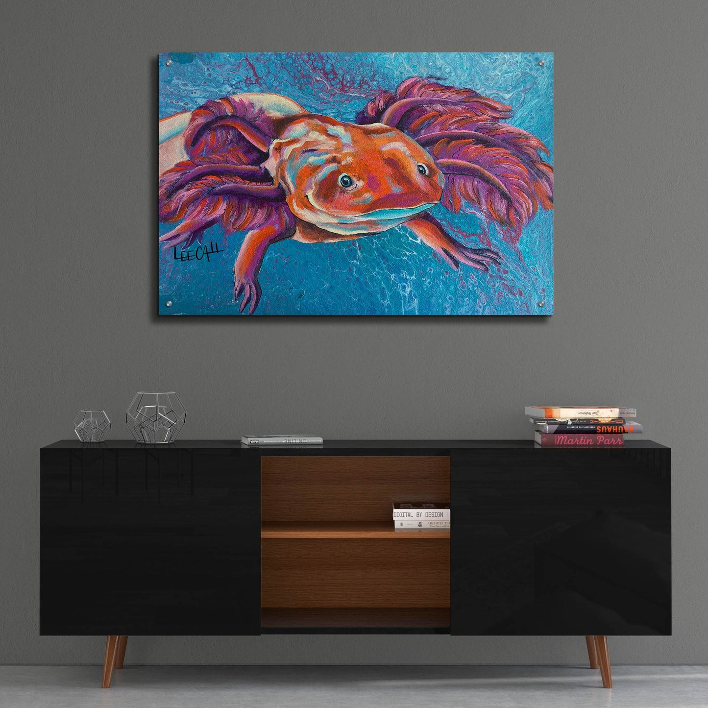 Epic Art 'Axolotl' by Dawg Painter, Acrylic Glass Wall Art,36x24