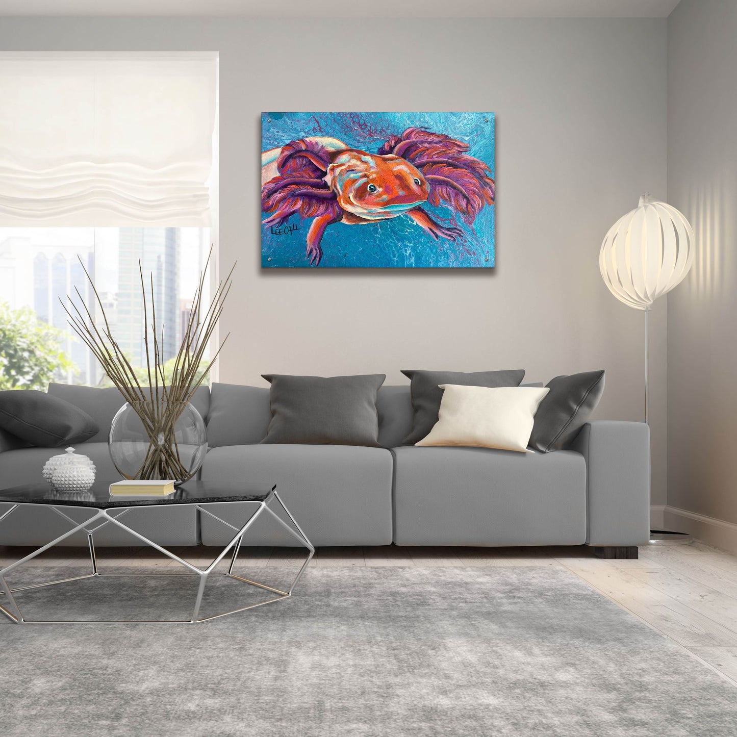 Epic Art 'Axolotl' by Dawg Painter, Acrylic Glass Wall Art,36x24