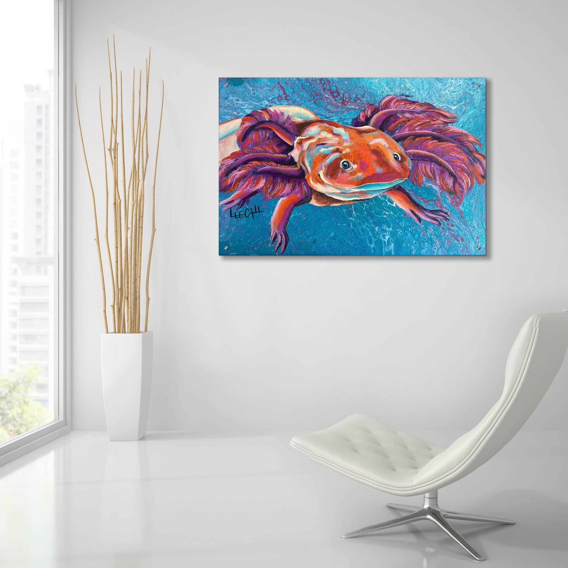 Epic Art 'Axolotl' by Dawg Painter, Acrylic Glass Wall Art,36x24