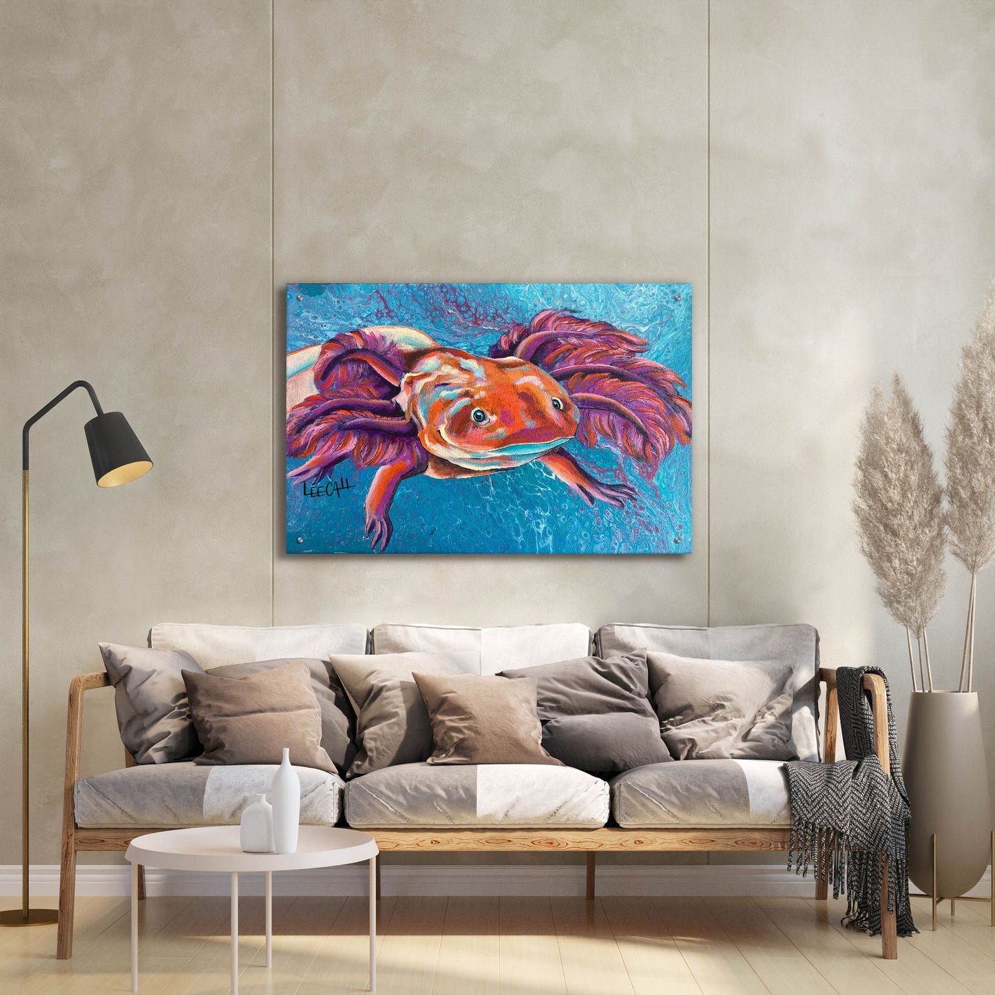 Epic Art 'Axolotl' by Dawg Painter, Acrylic Glass Wall Art,36x24