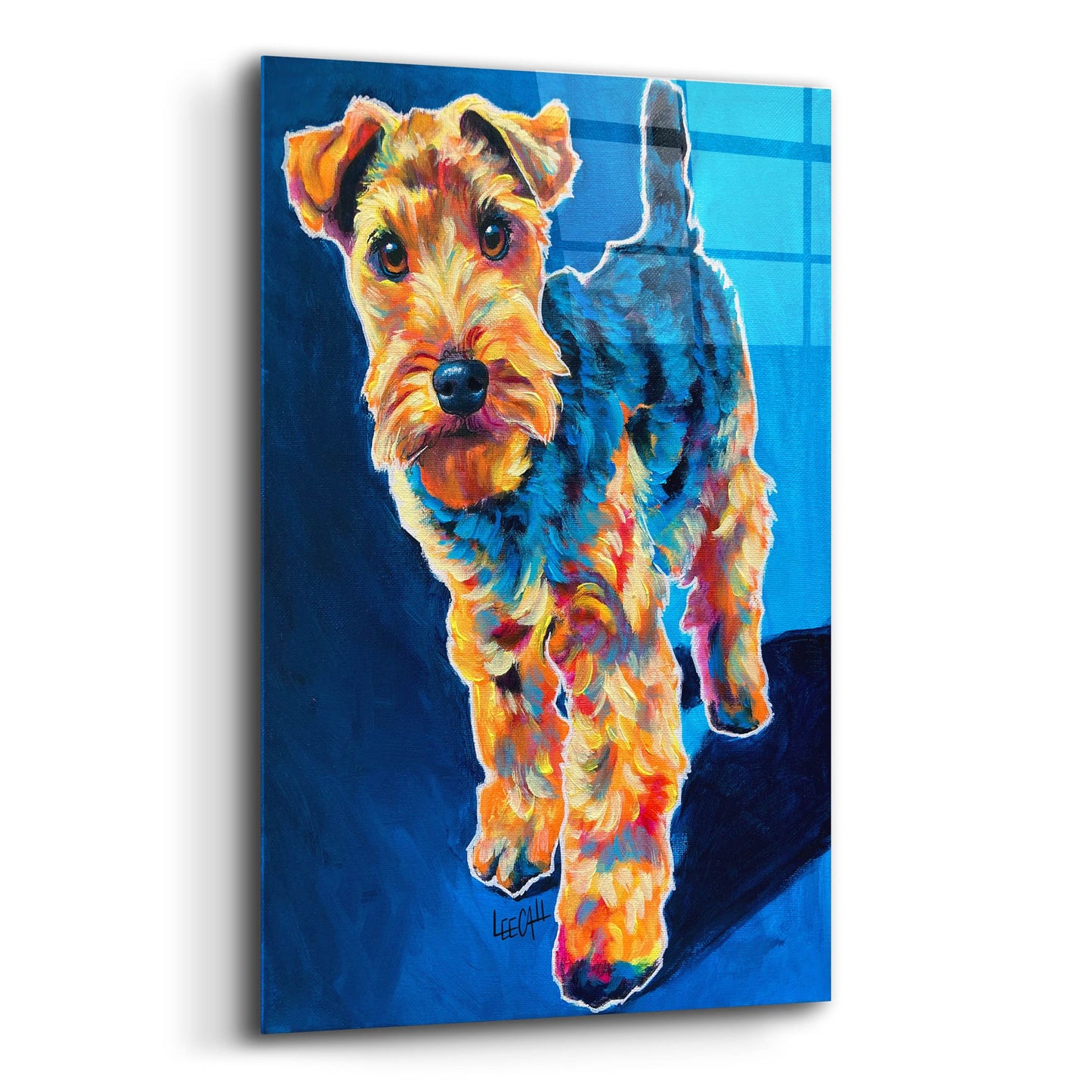 Epic Art 'Schnauzer in blue' by Dawg Painter, Acrylic Glass Wall Art,12x16